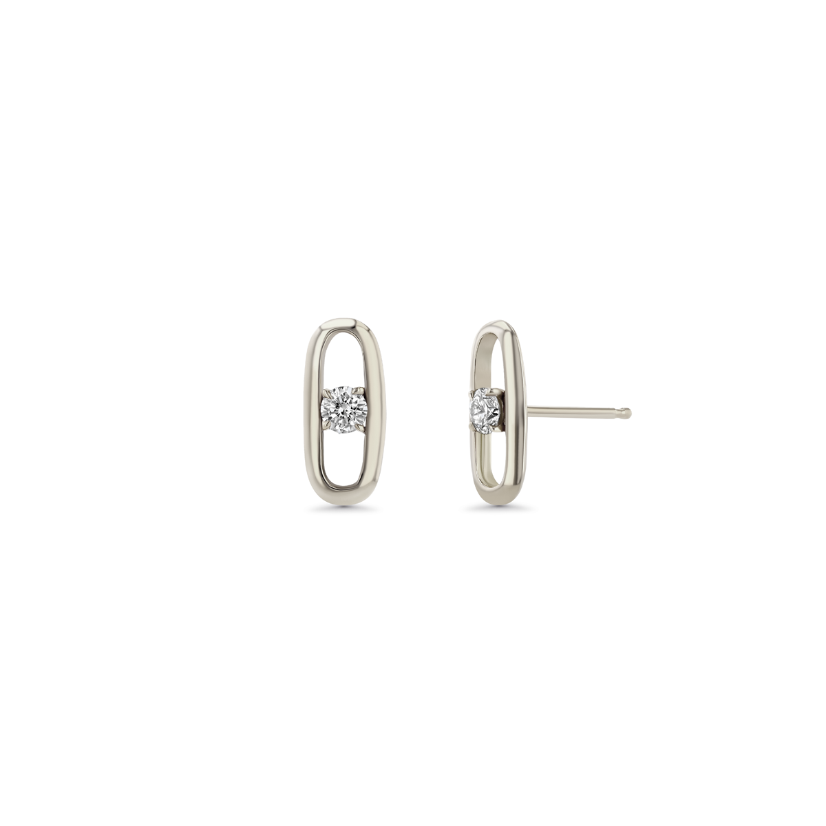 Link Stud With Prong Set Diamond