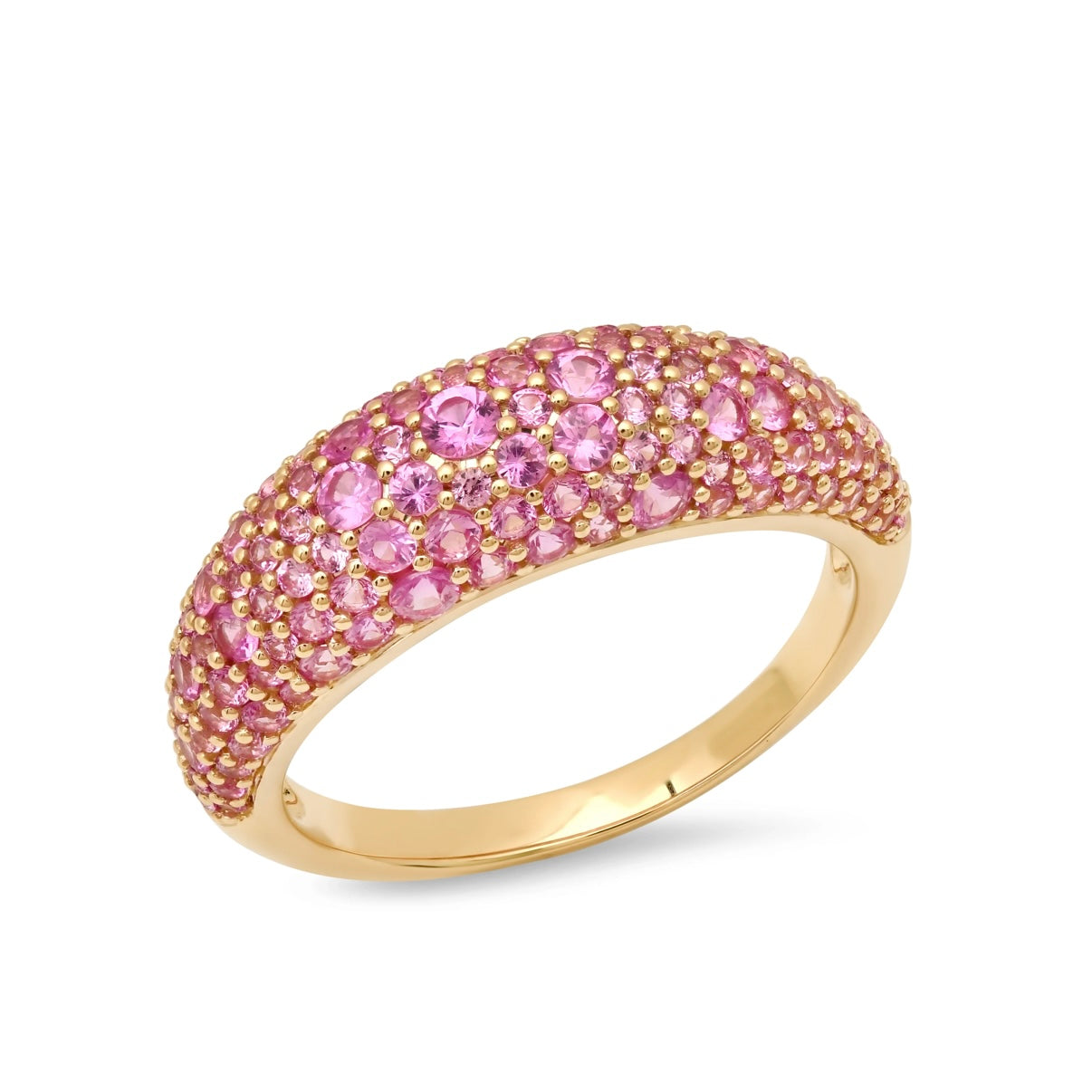 Pink Sapphire Crescent Domed Ring