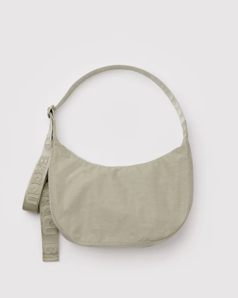 Medium Nylon Crescent Bag in Celadon