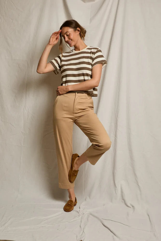 Lainey Rugby Tee in Mocha Natural Stripe