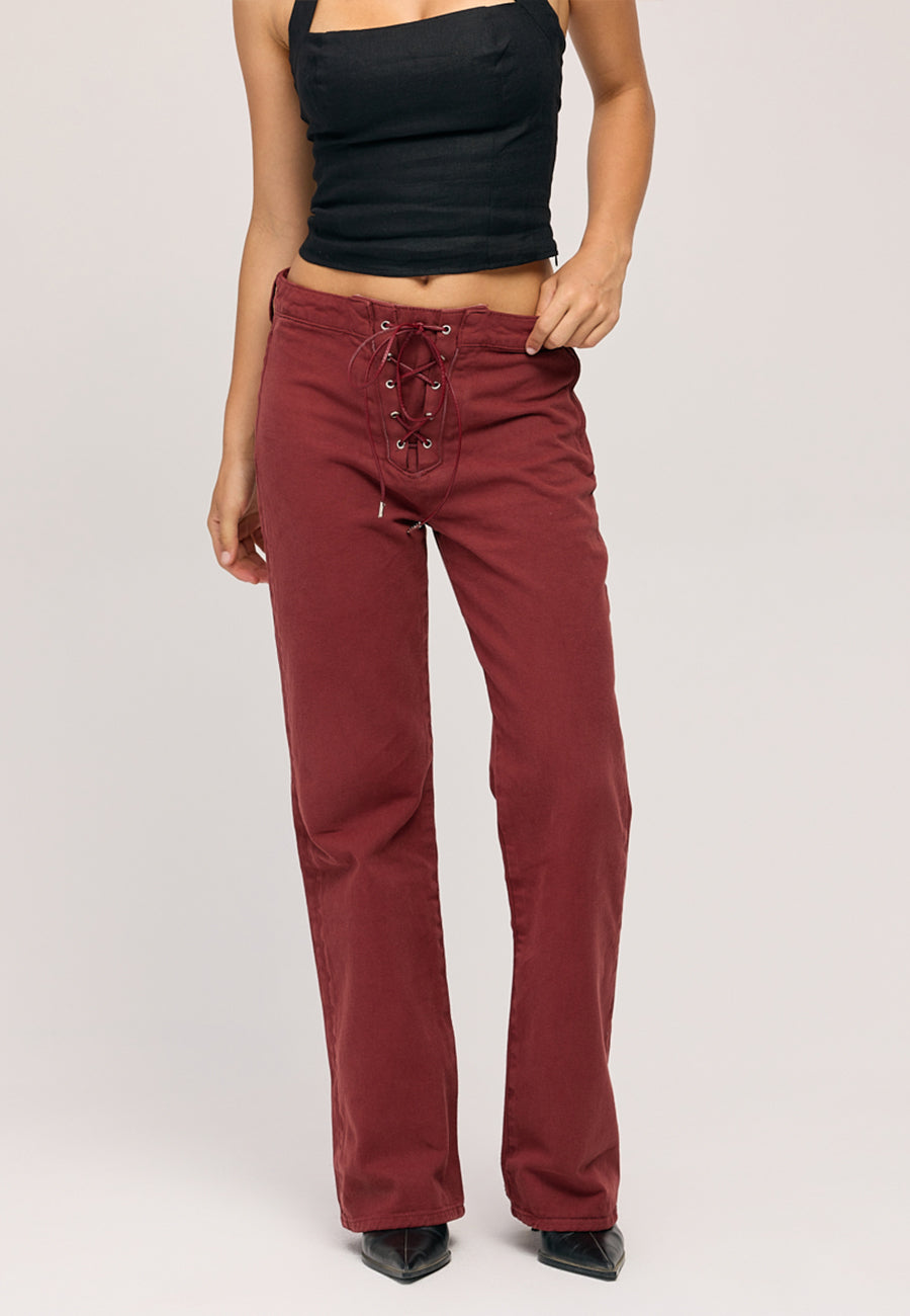 Hendrix Laced Mid Rise Straight - Ruby