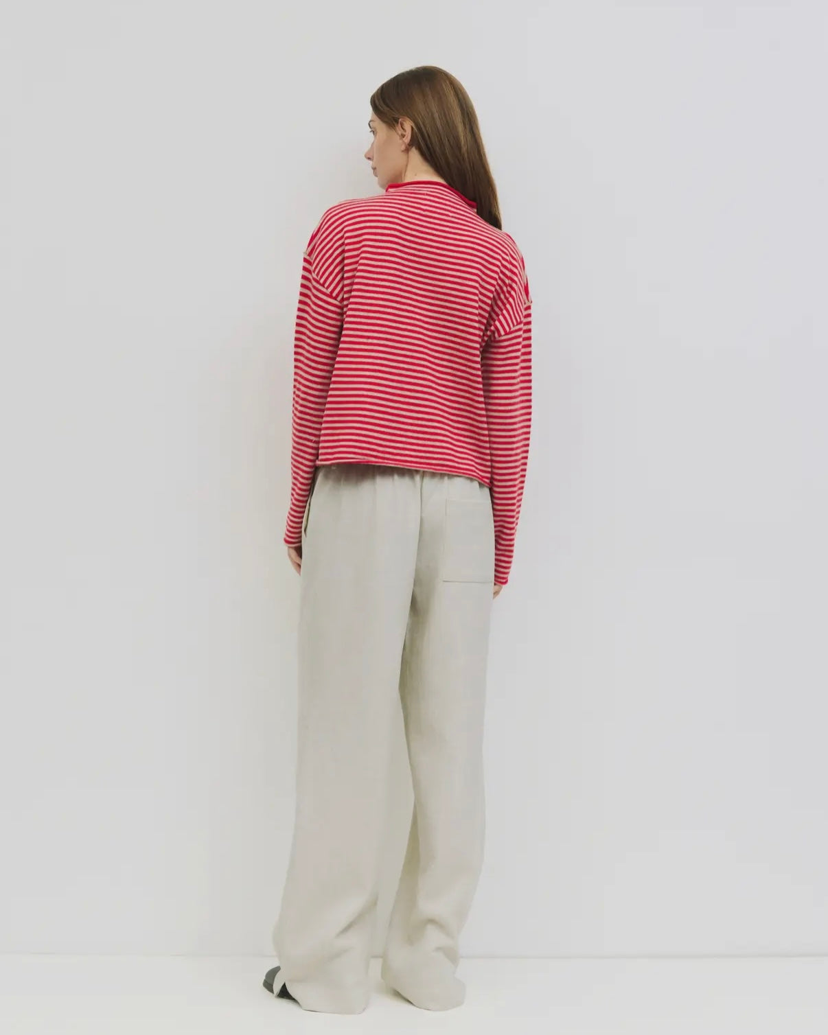 Eleanor Stripe Cardigan in Red + Cream