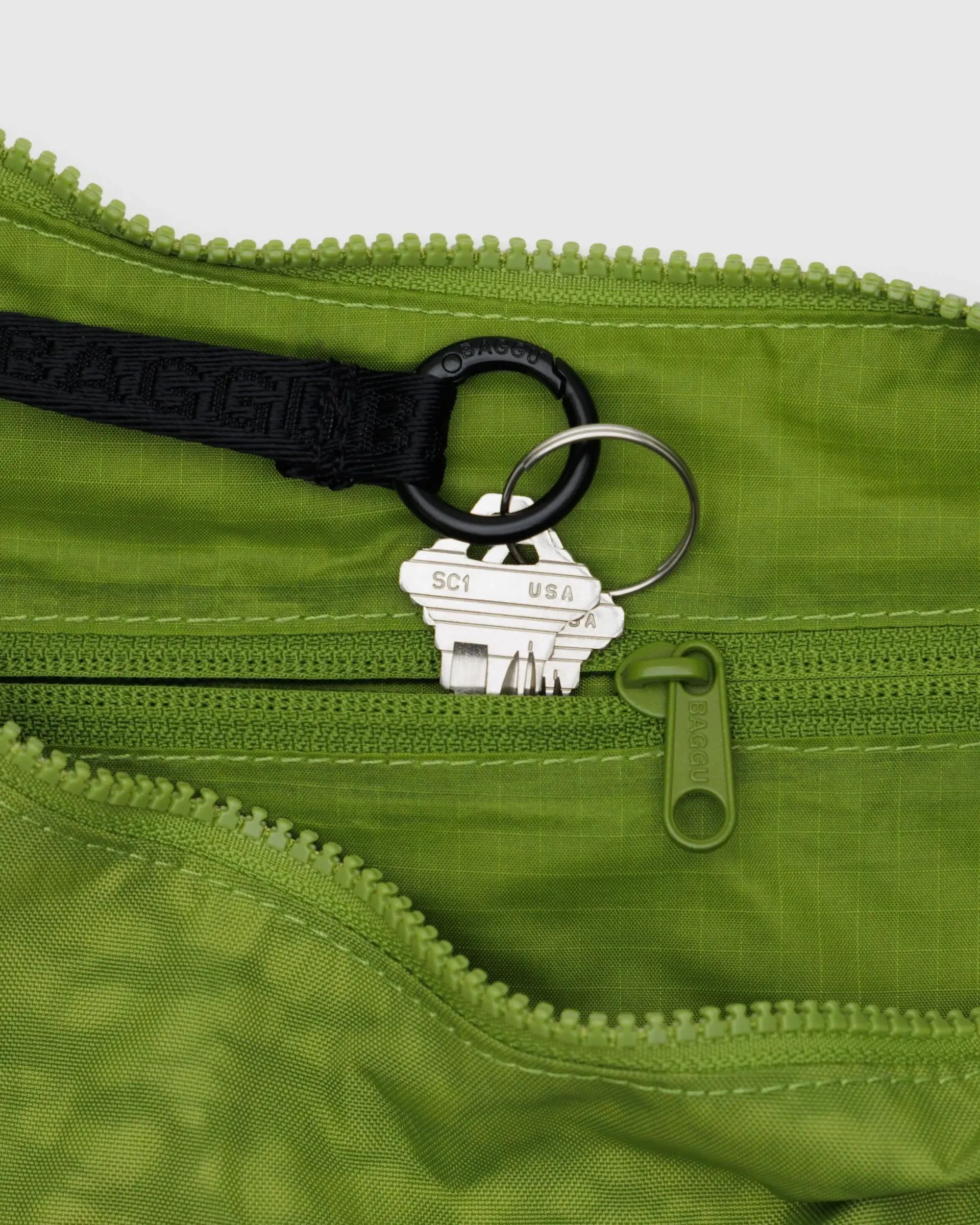 Medium Nylon Crescent Bag in Green Juice