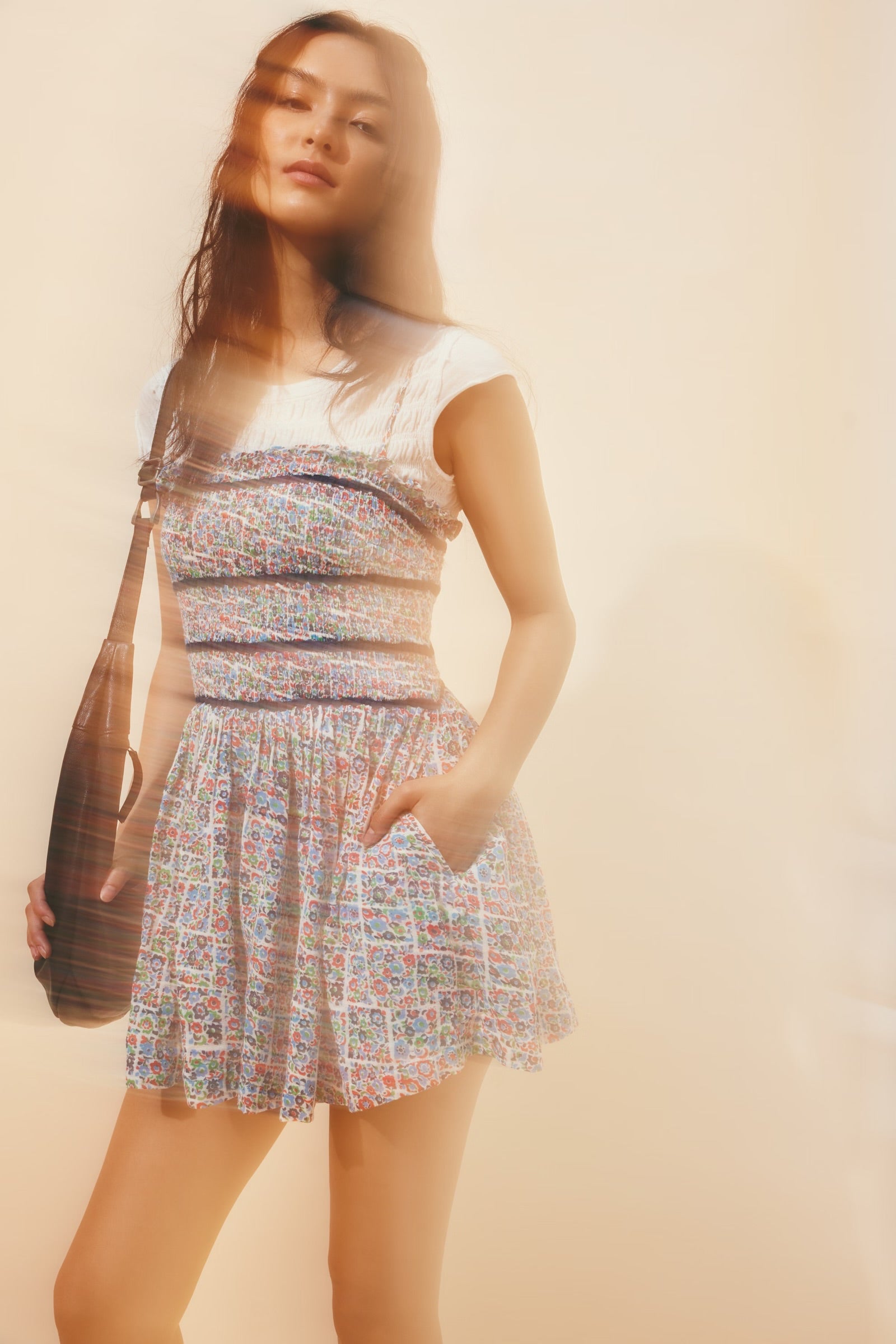 Bali Checked Out Printed Romper in Black + Ditsy Combo