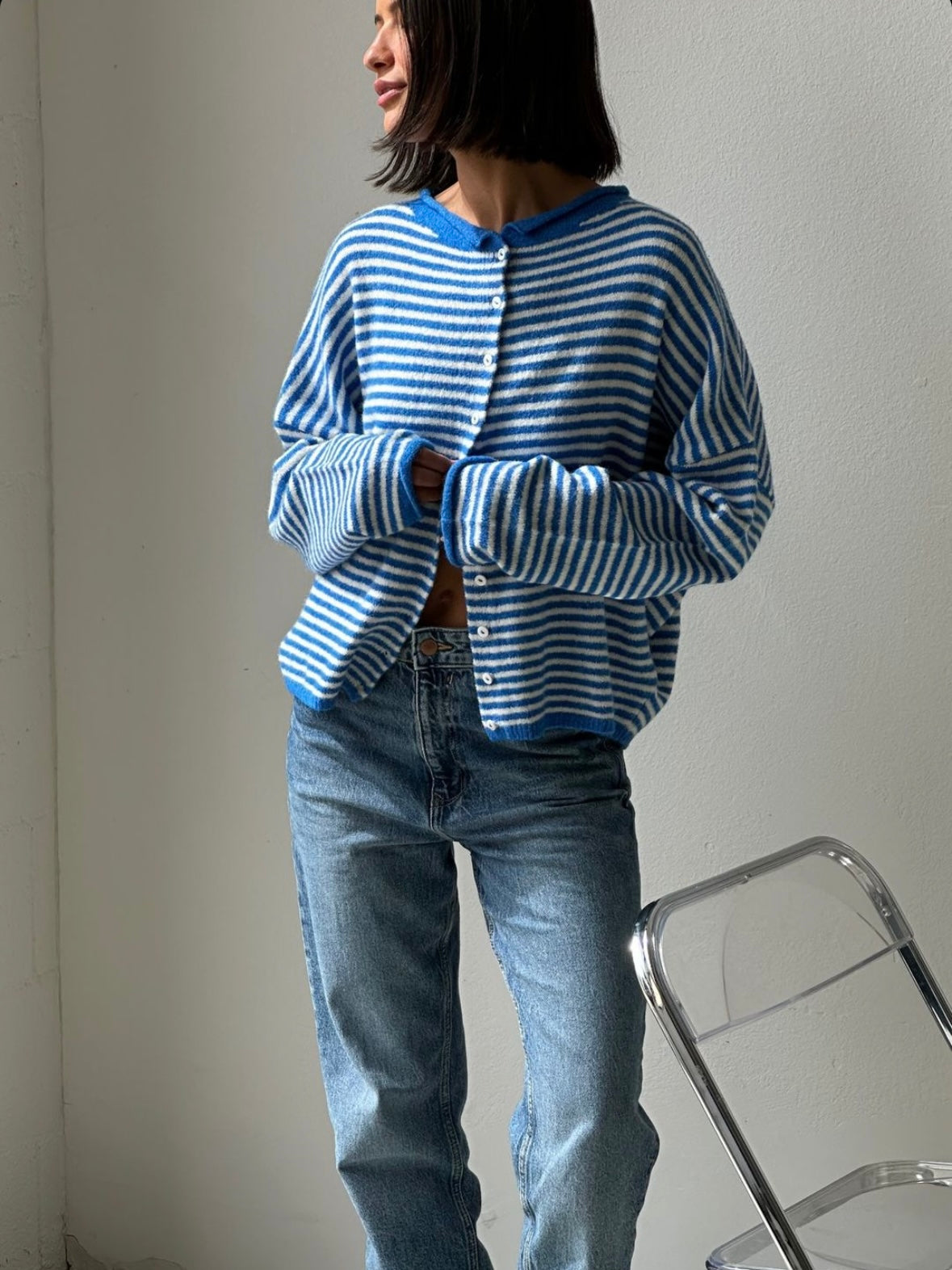 Maisie Sweater in Cobalt Stripe