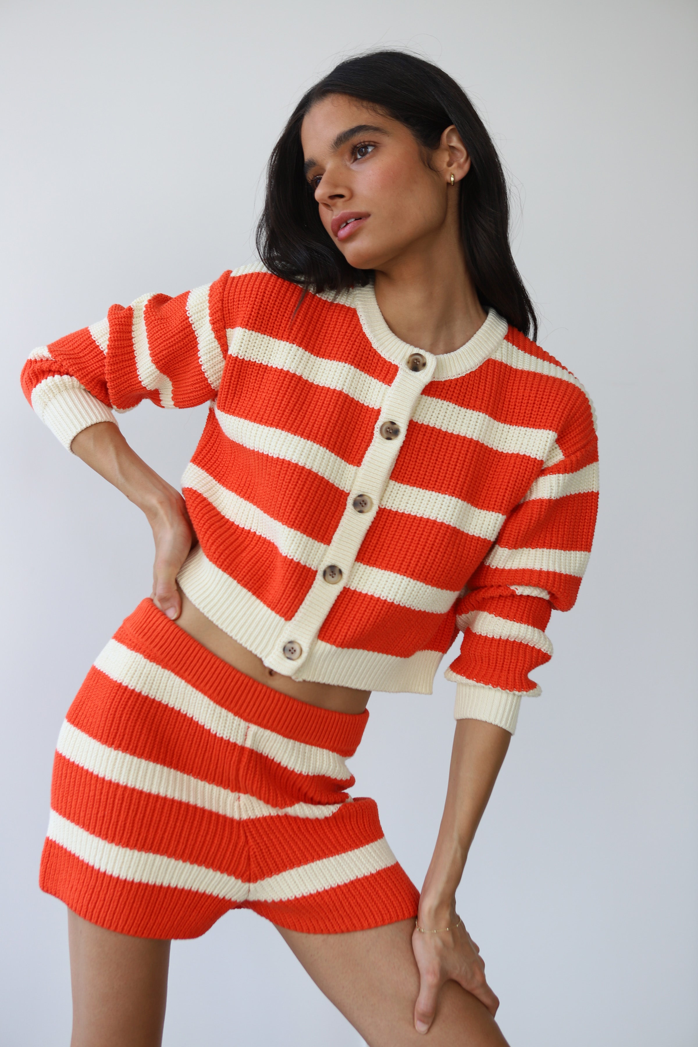 Fiona Cardigan - Poppy Stripe