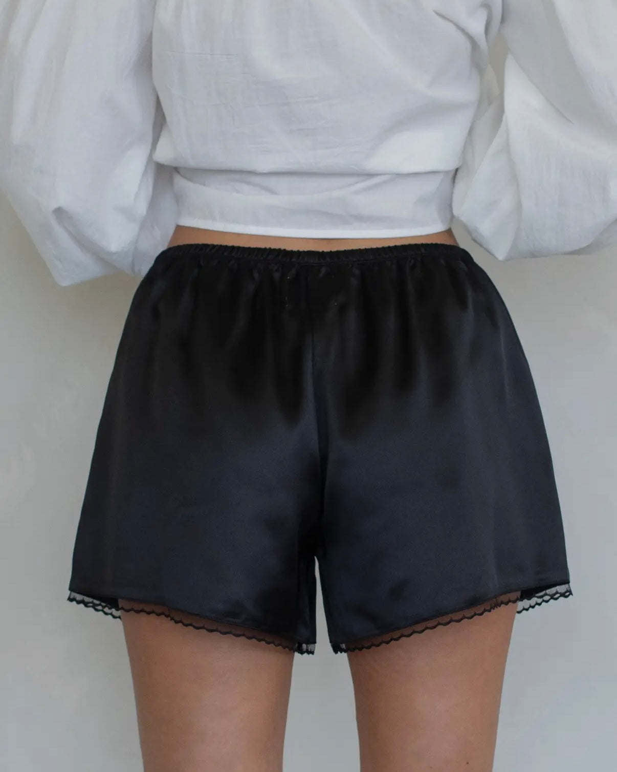 Loren Satin Shorts in Black