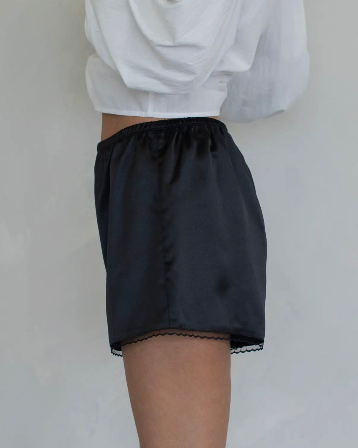 Loren Satin Shorts in Black
