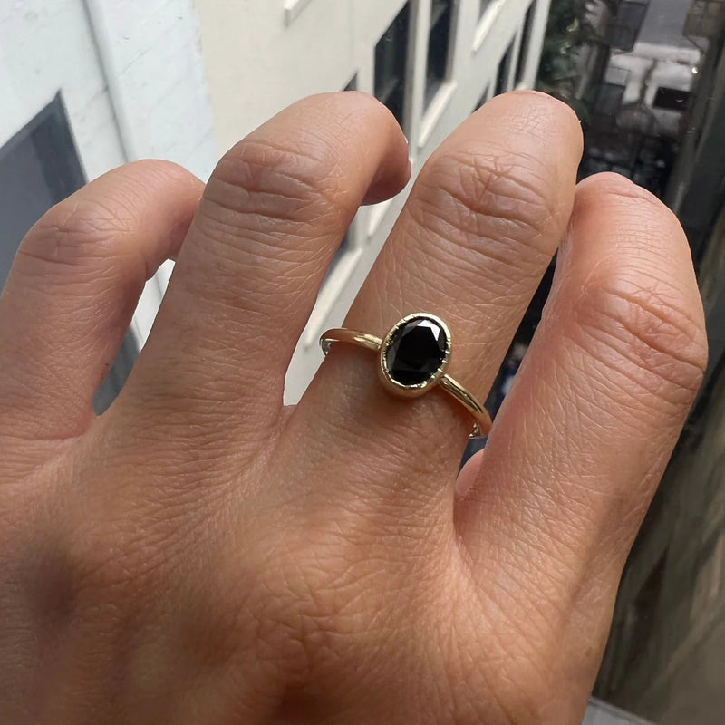 Large Black Diamond Wisp Ring