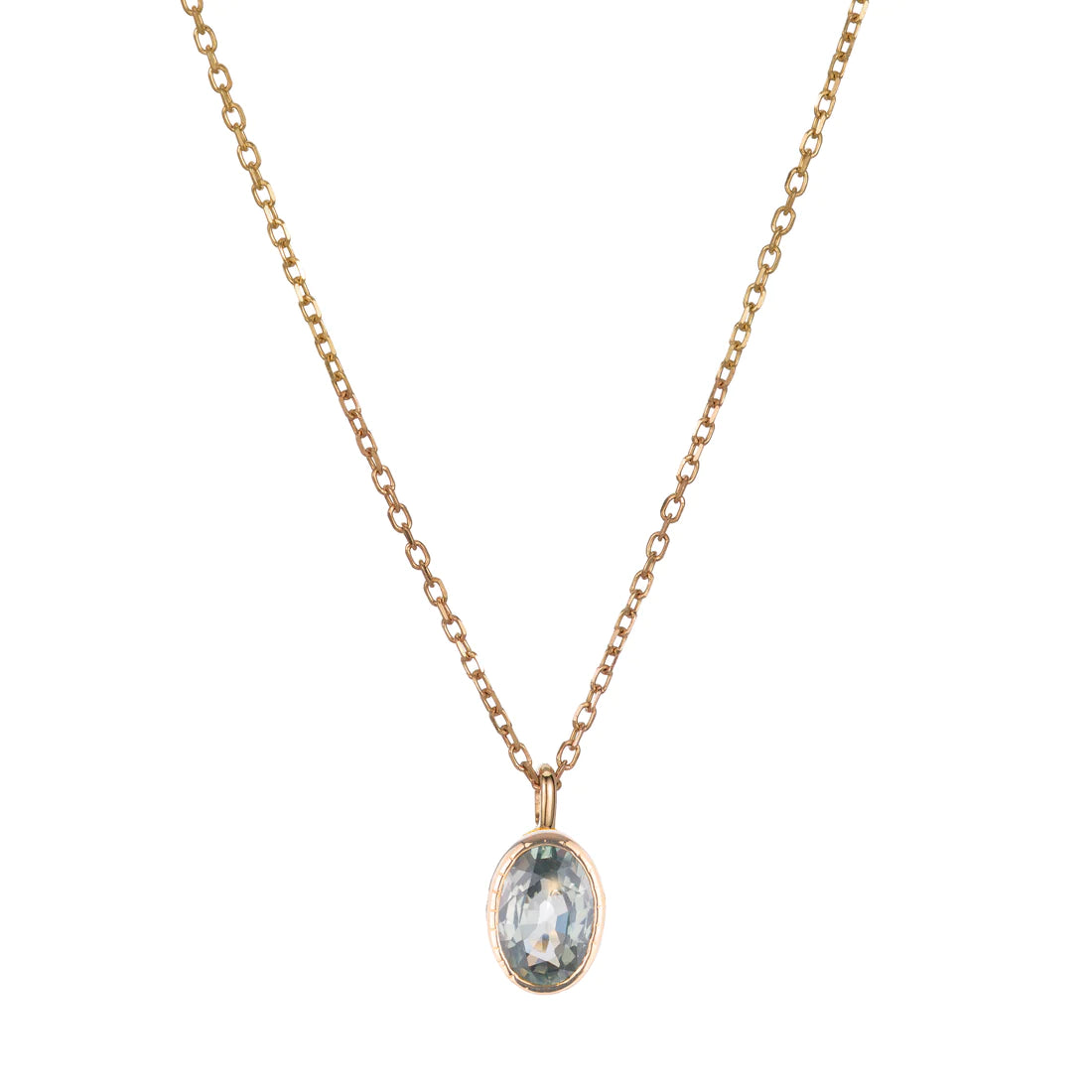 Oval Green Sapphire Wisp Necklace