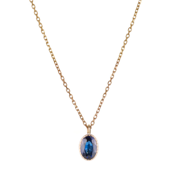 Oval Blue Sapphire Wisp Necklace