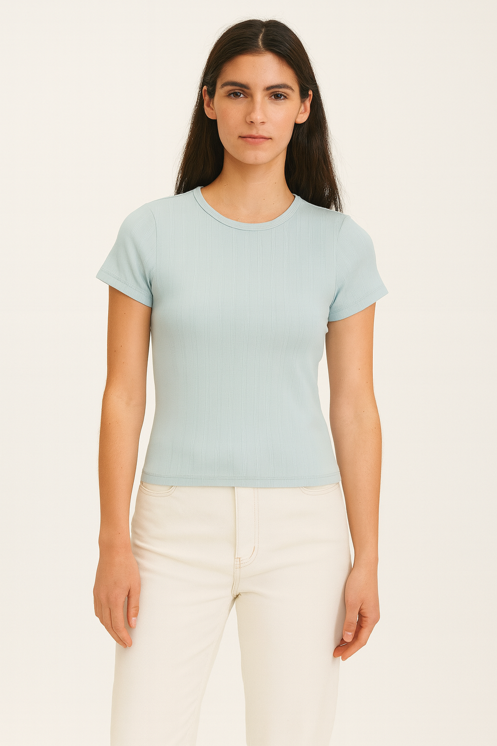 Penelope Pointelle Baby Tee in Sky