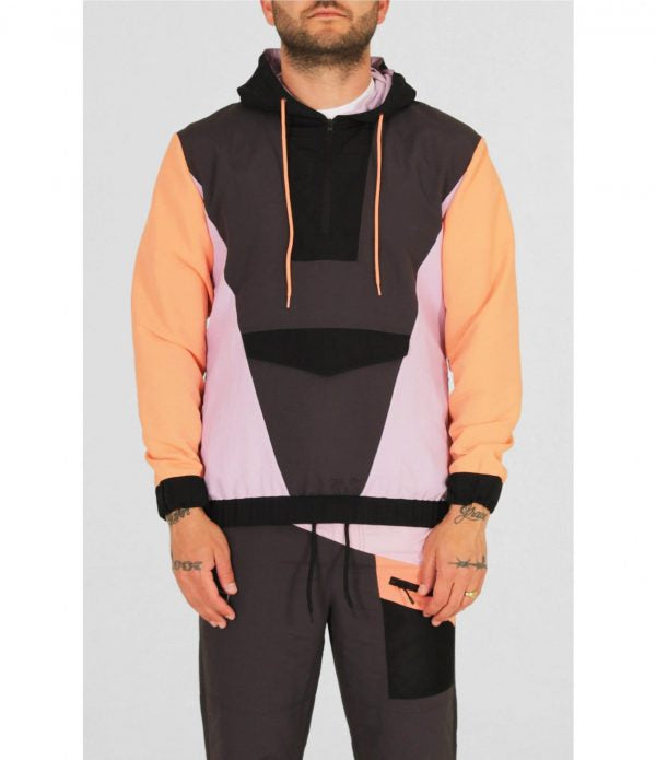 Hollis Nylon Pullover Jacket in Charcoal