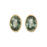 Green Sapphire Oval Wisp Earring (Pair)