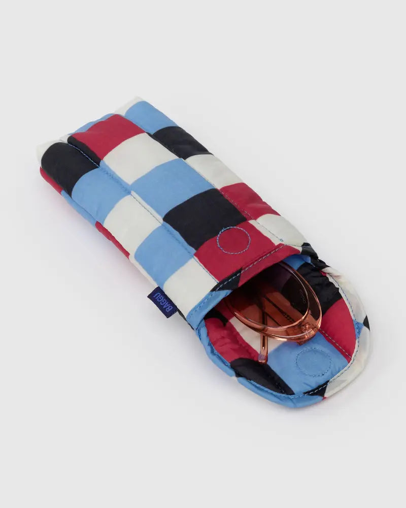 Baggu Puffy Glasses Sleeve in Painted Check