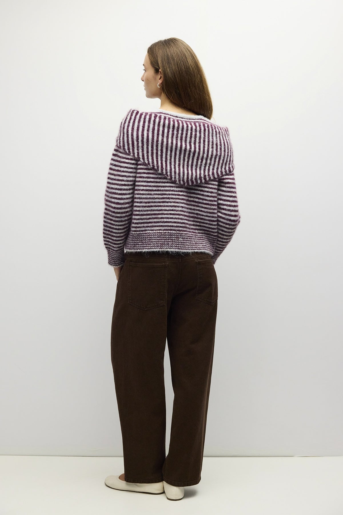 Mia Stripe Cardigan in Fig