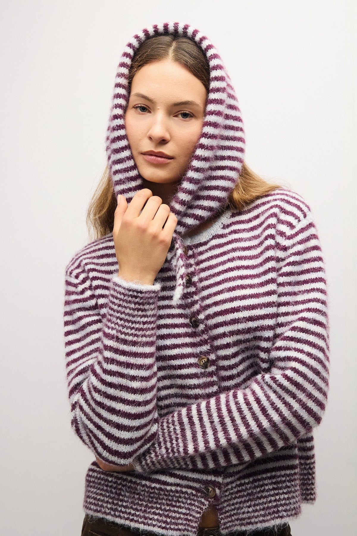 Mia Stripe Cardigan in Fig