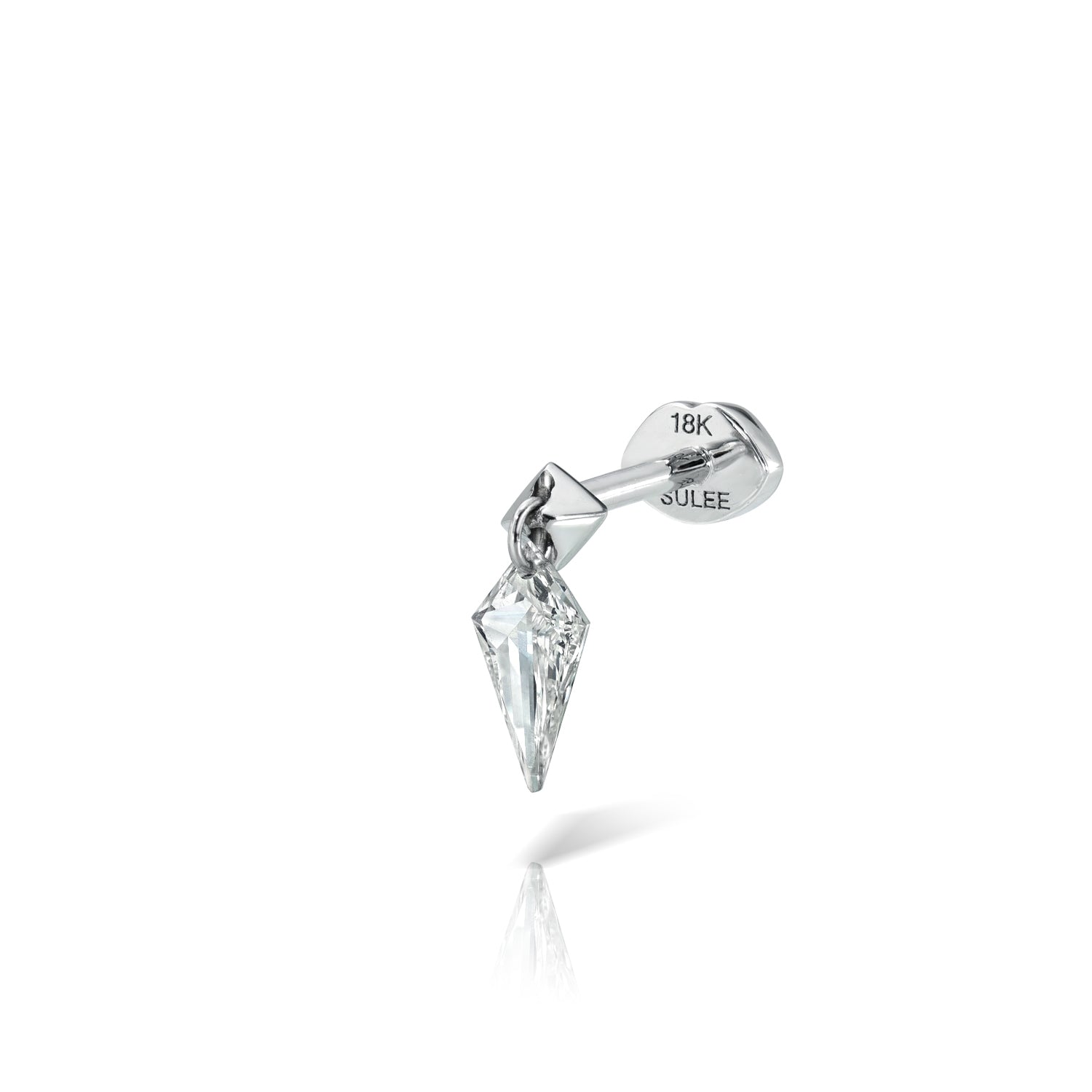 KITE SHAPED DIAMOND DANGLE THREADED LIP BACK EARRING