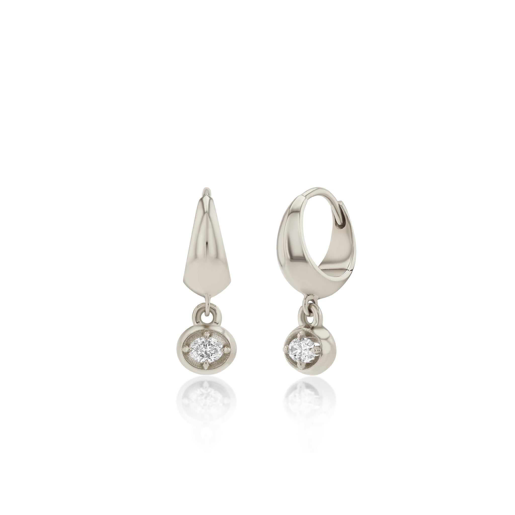 Small Crescent With Oval Diamond Bezel Dangle
