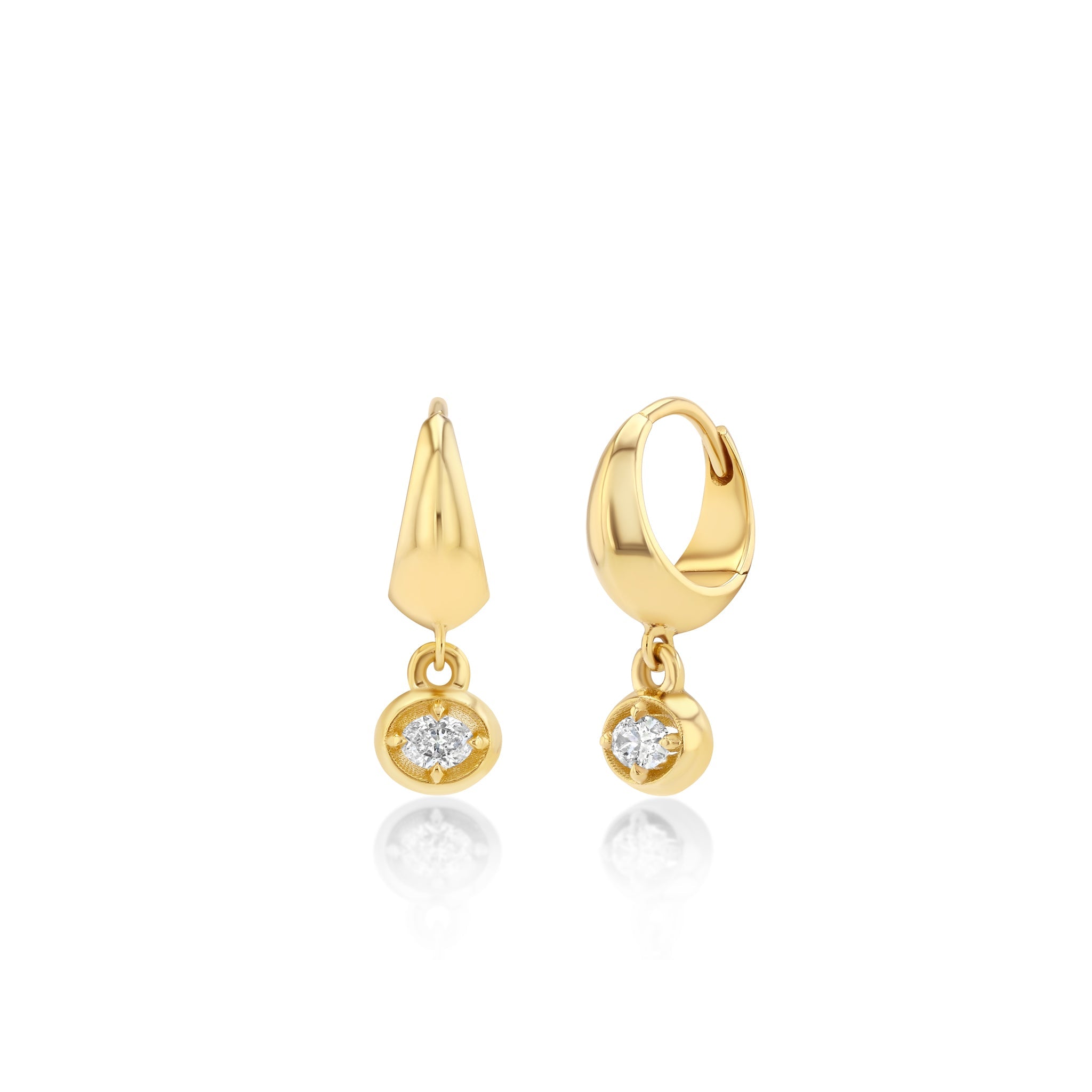 Small Crescent With Oval Diamond Bezel Dangle