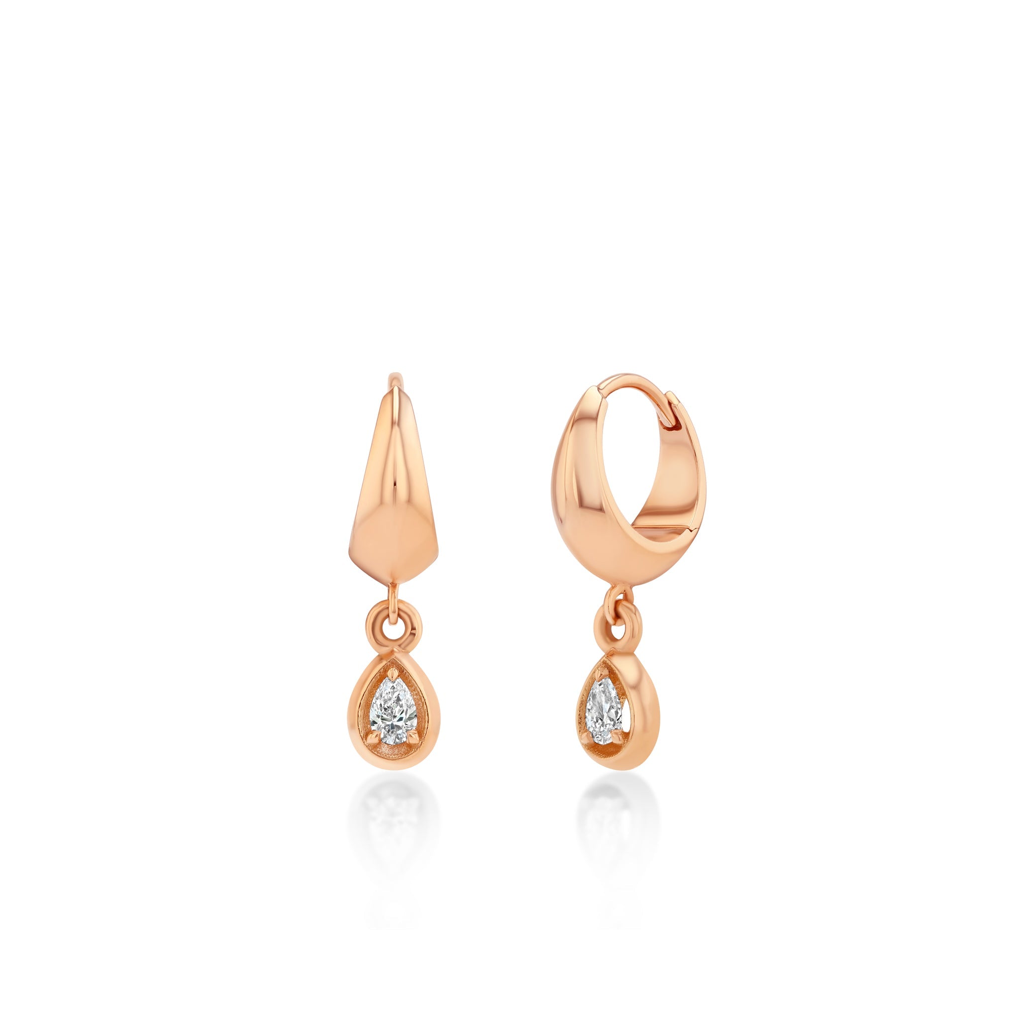 Small Crescent With Pear Diamond Bezel Dangle