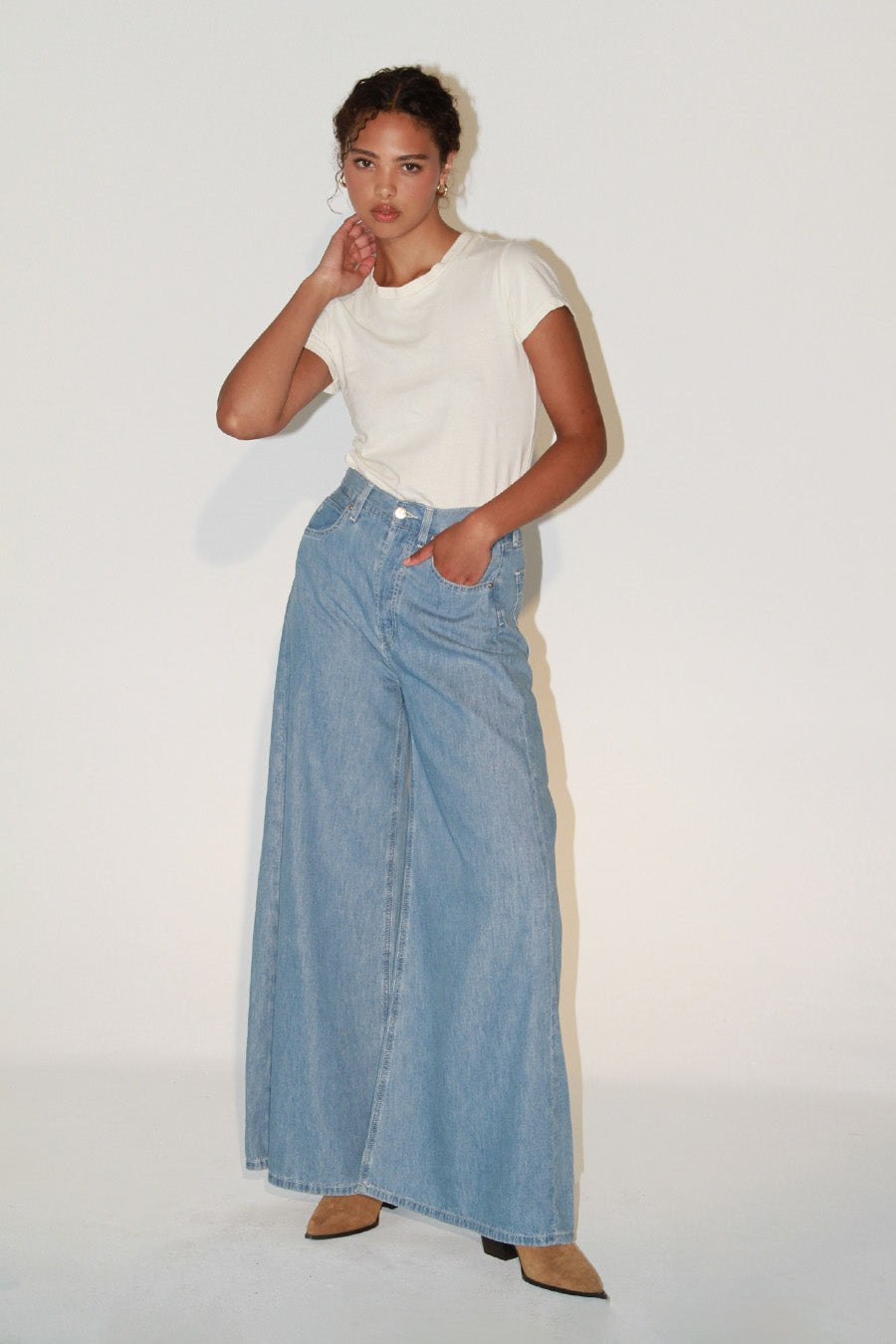 Lauren Wide Leg Pant - Sky Blue