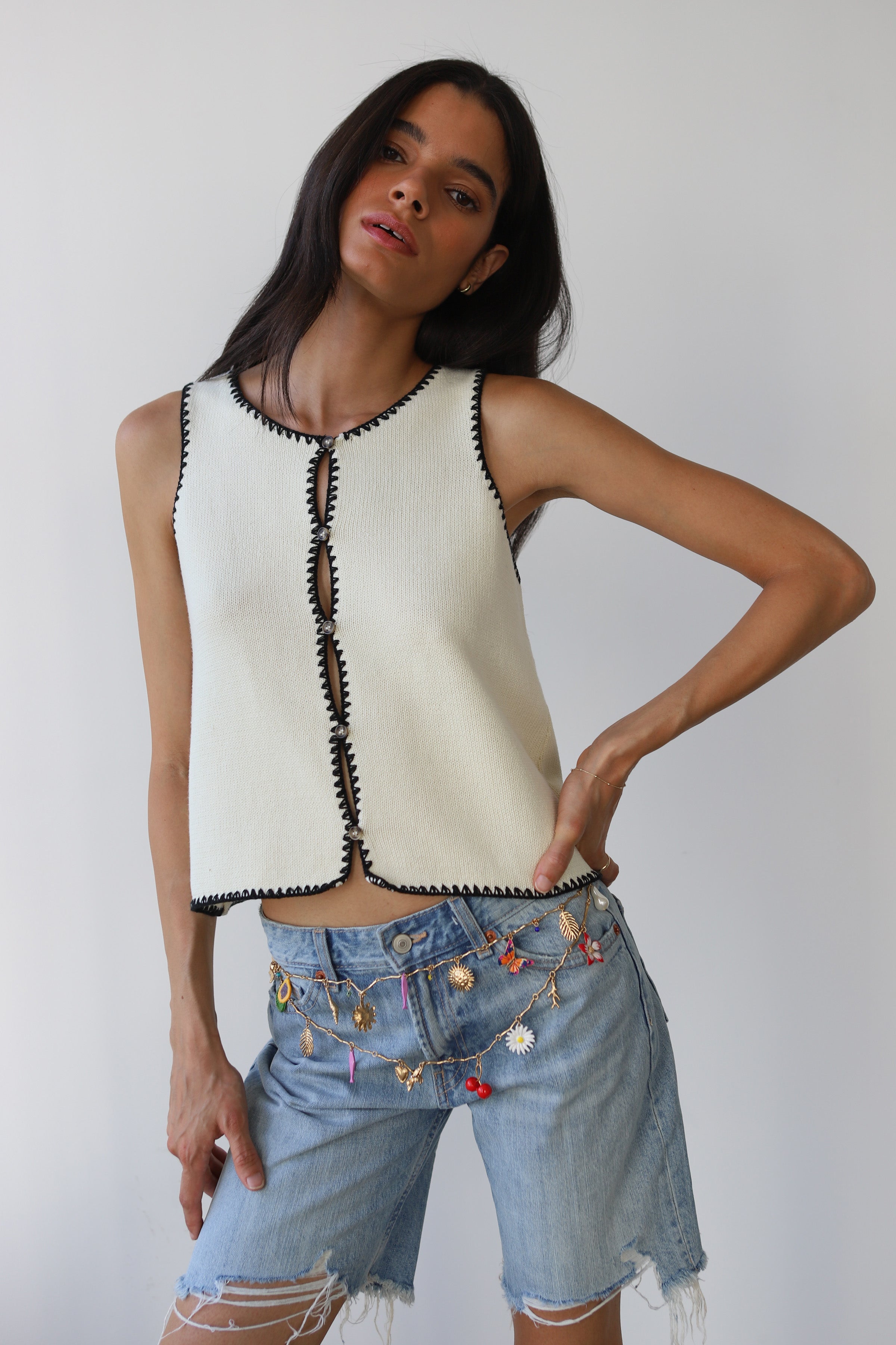 Mala Stitch Tank - Creme