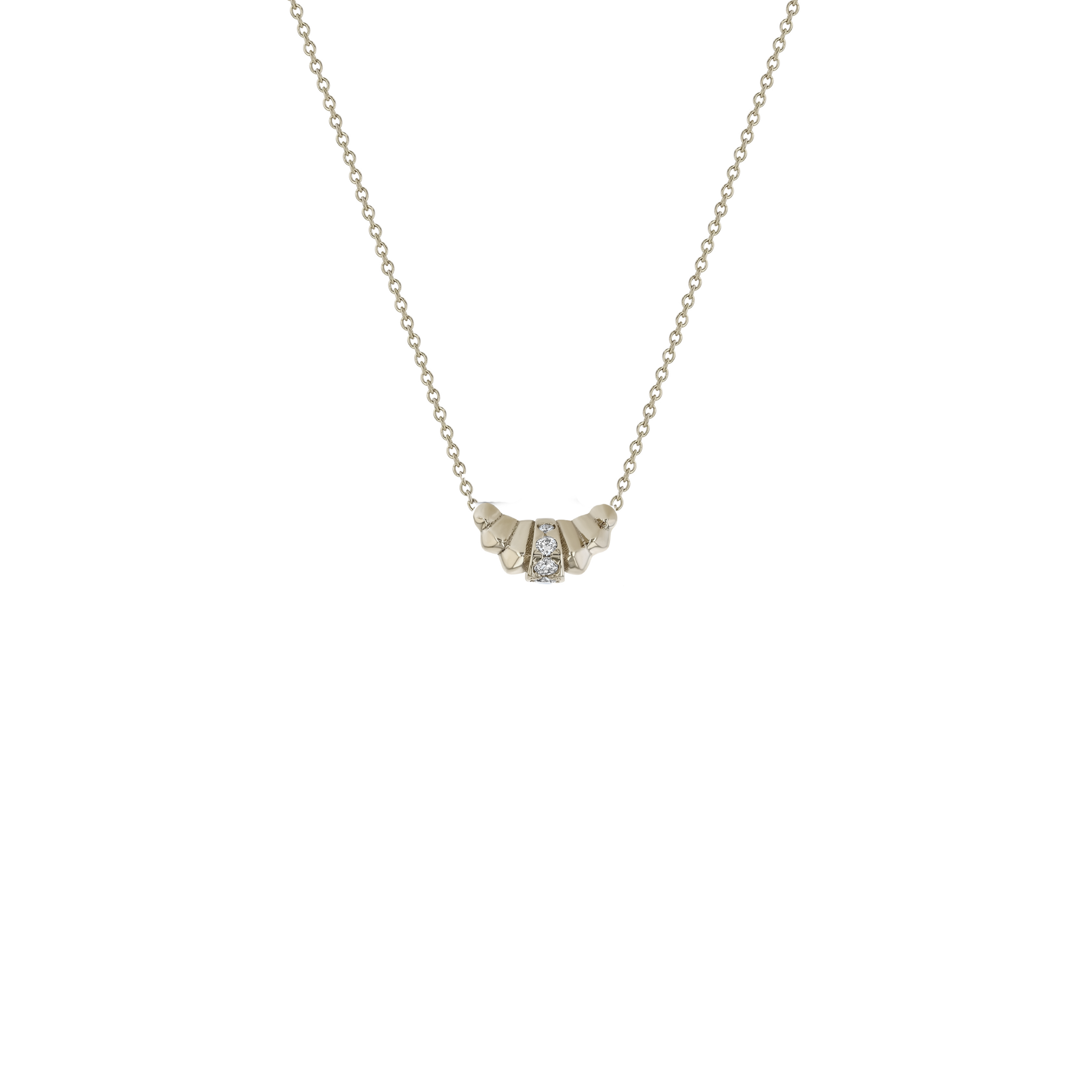 Croissant Necklace With Pave Center Row