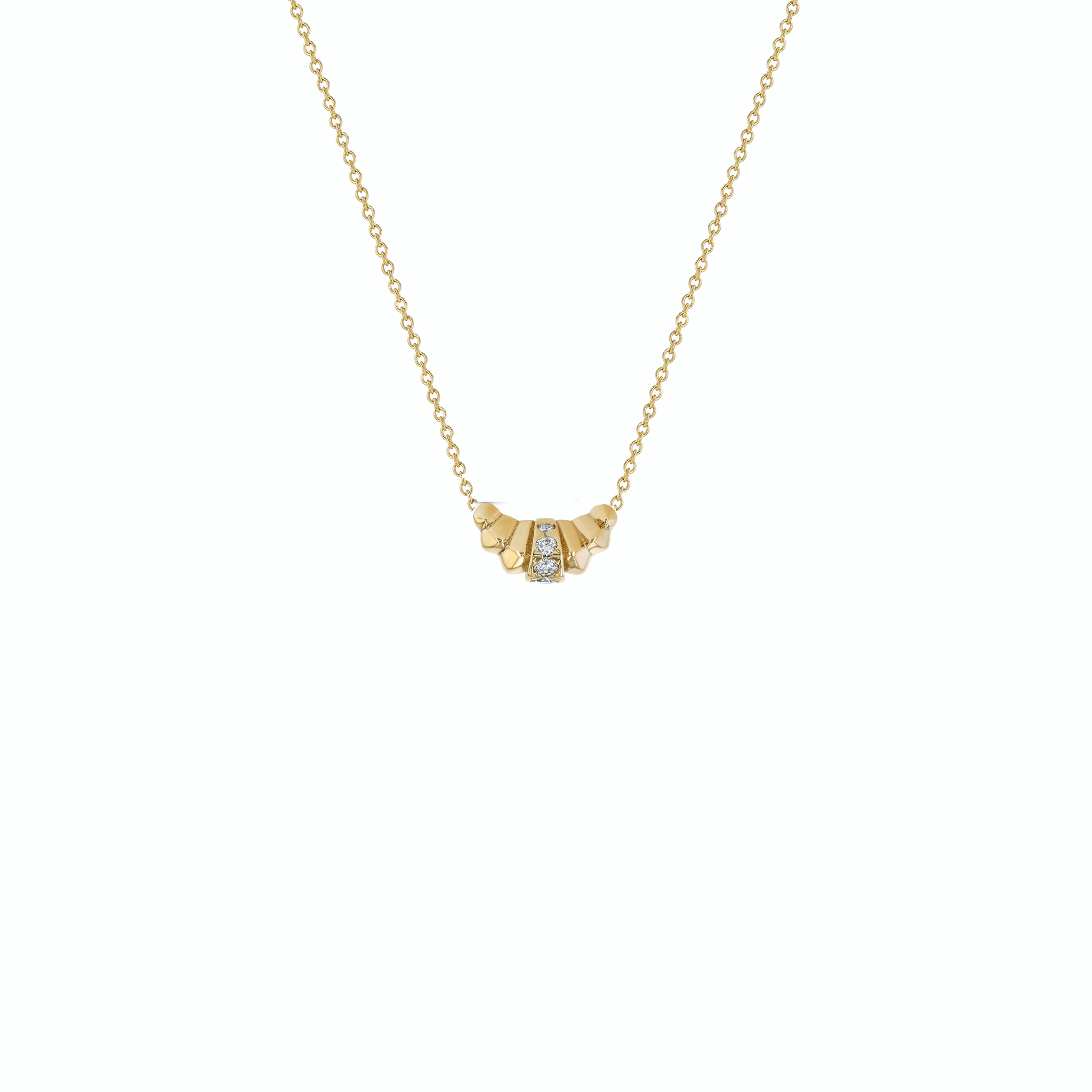 Croissant Necklace With Pave Center Row