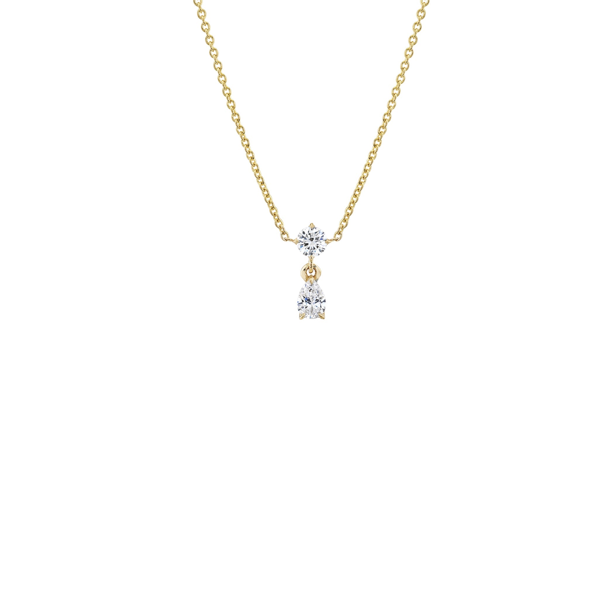 Mix Matched Round and Pear Shape Diamond Drop Necklace