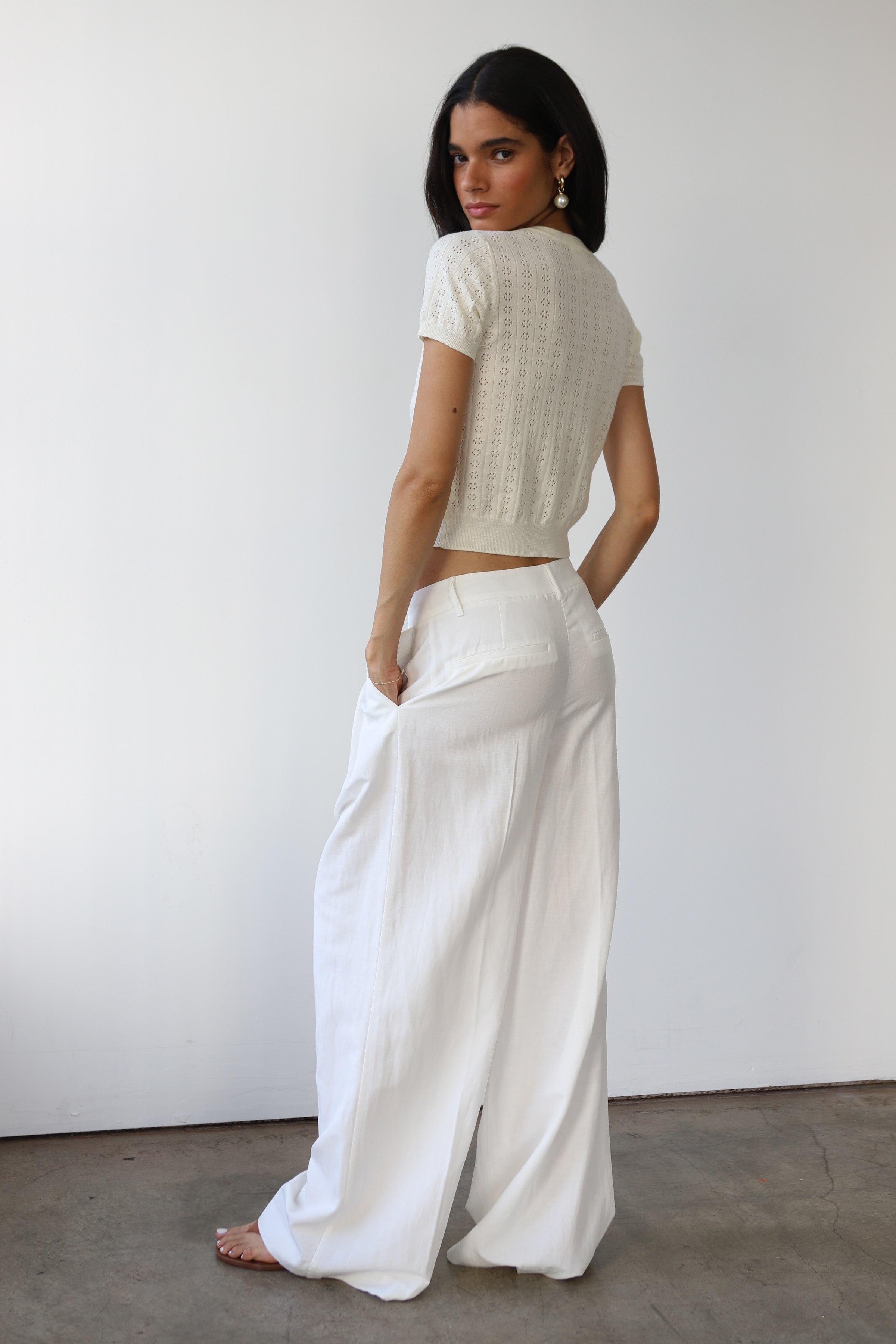 Nerissa Pointelle Tee - Creme