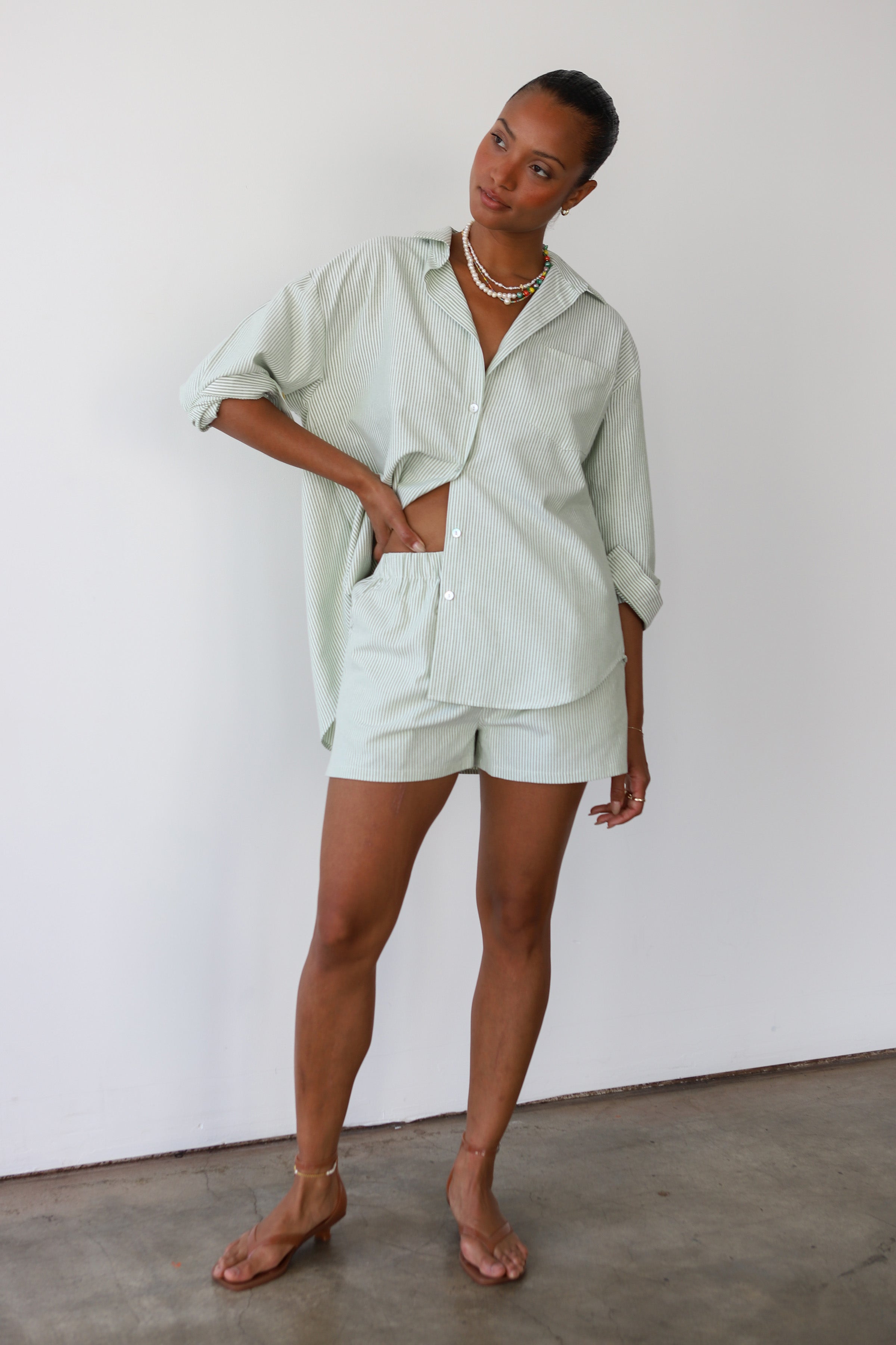 The Pinstripe Button Down - Green