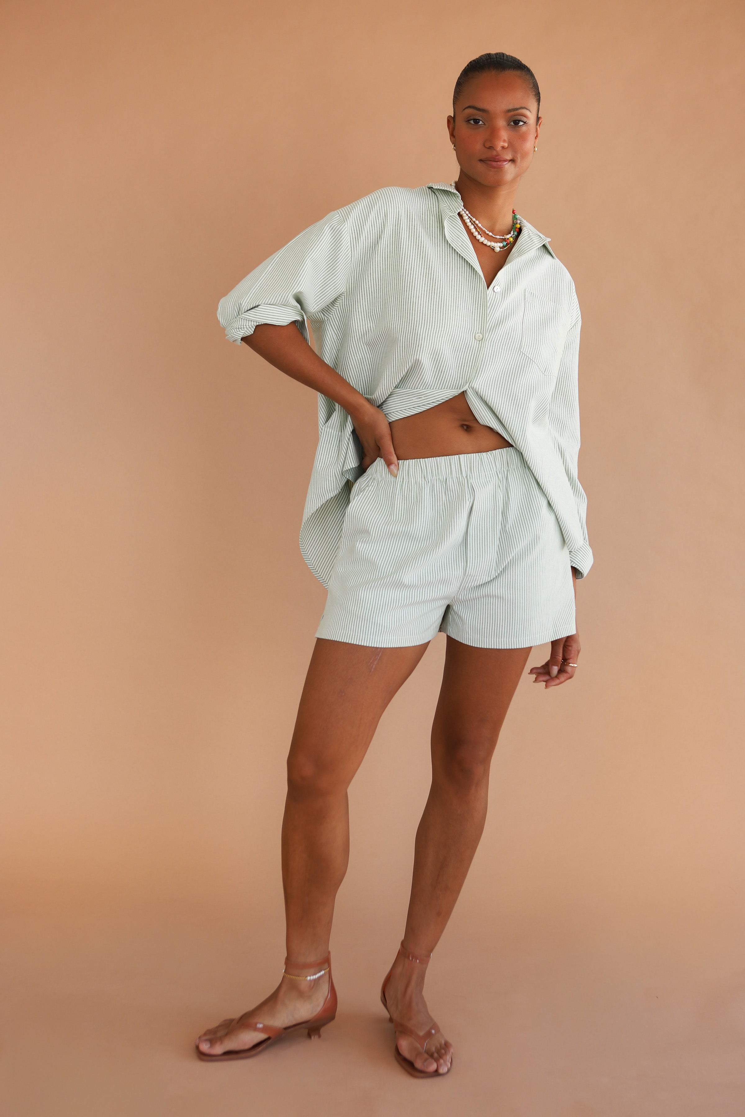 The Pinstripe Button Down - Green