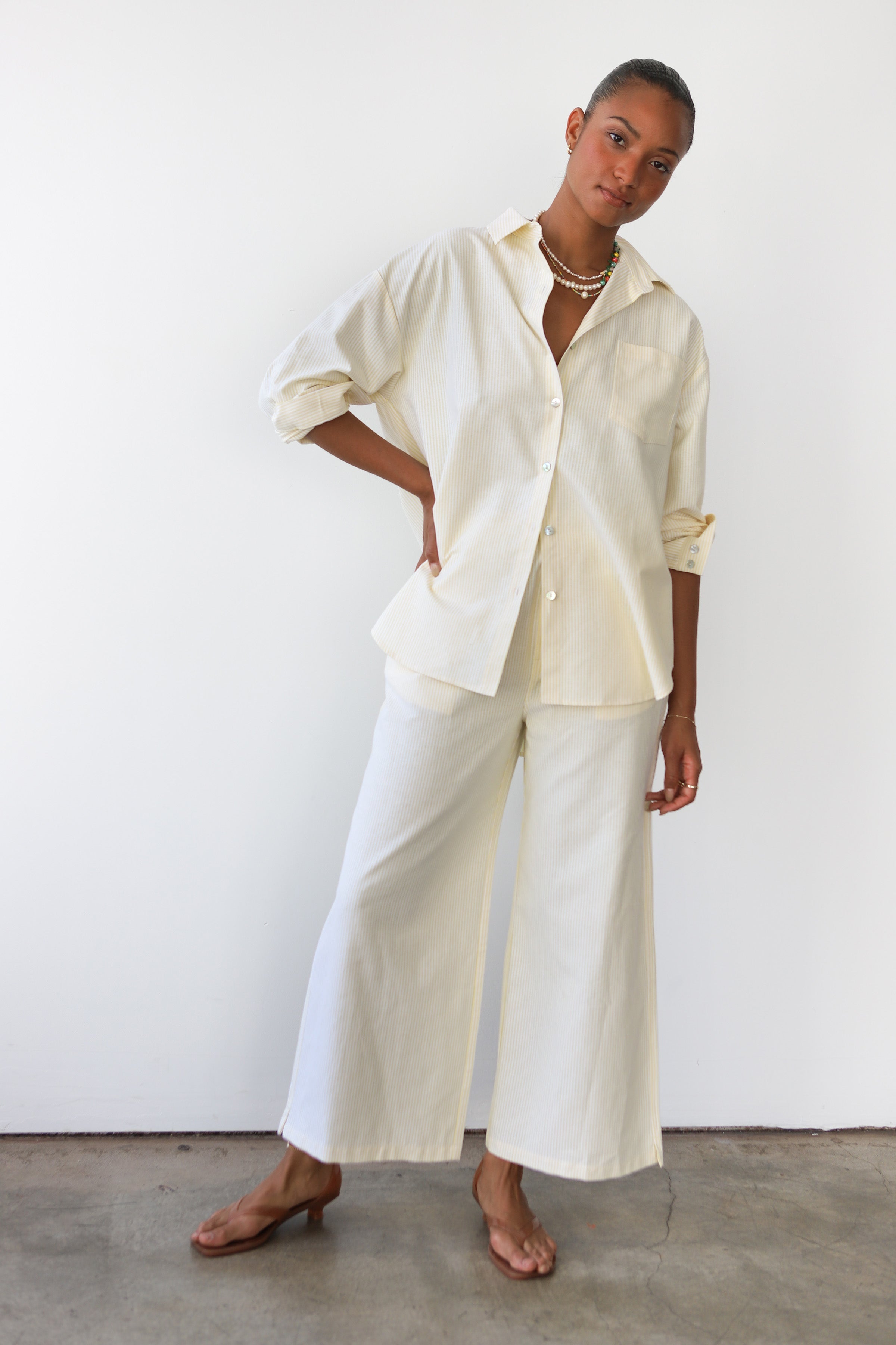 The Pinstripe Boxer Pant - Butter