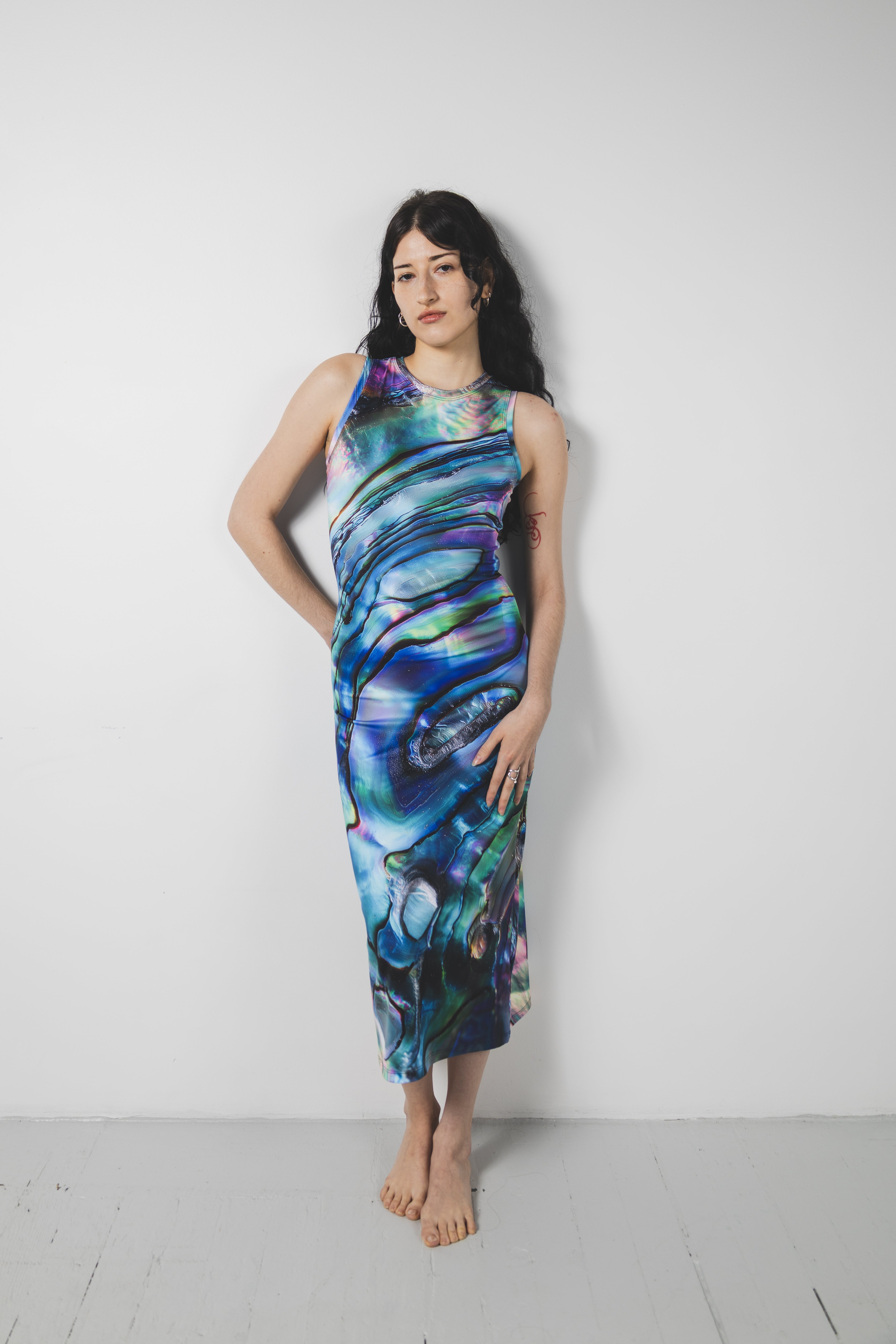 Abalone High Neck Midi Dress