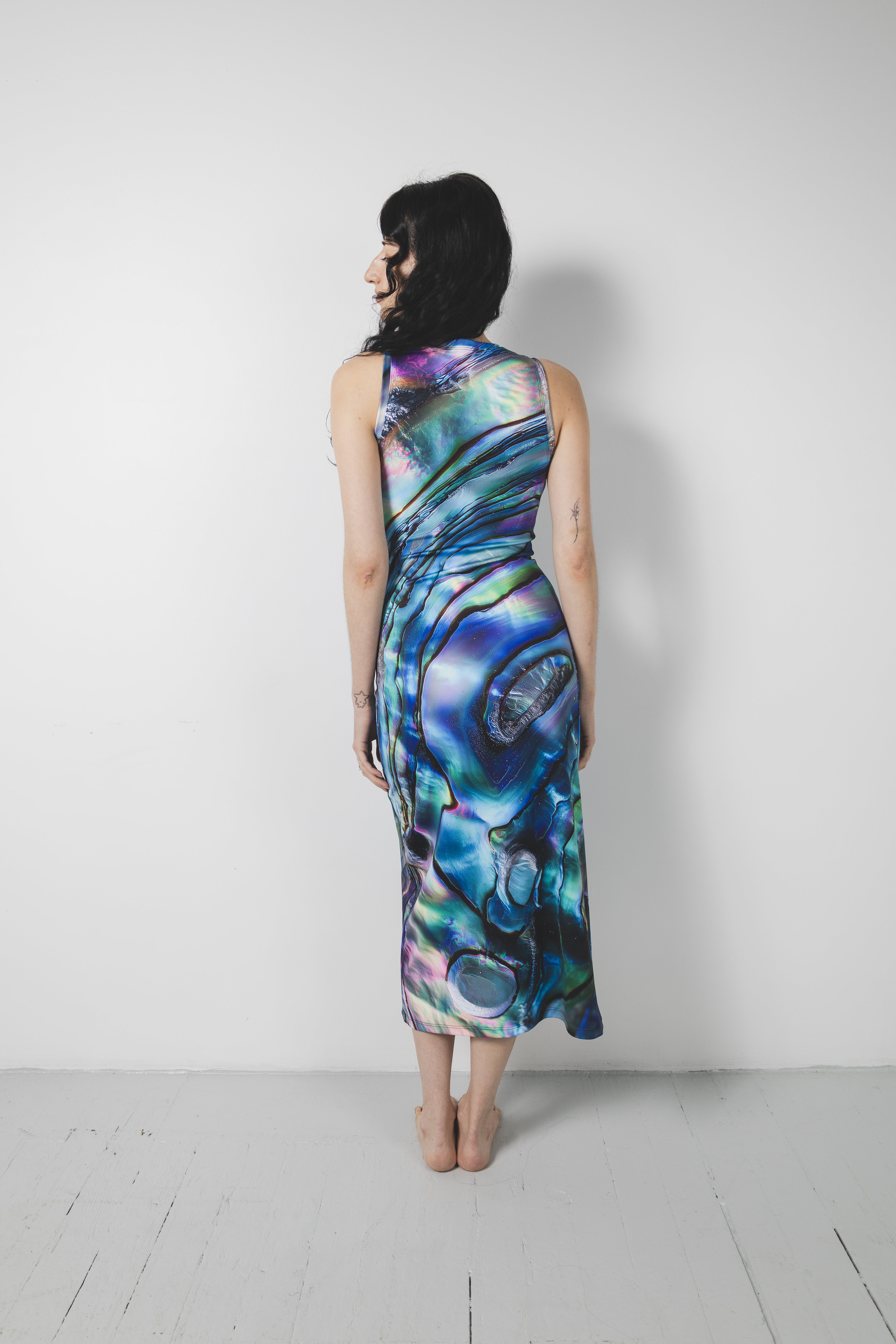 Abalone High Neck Midi Dress