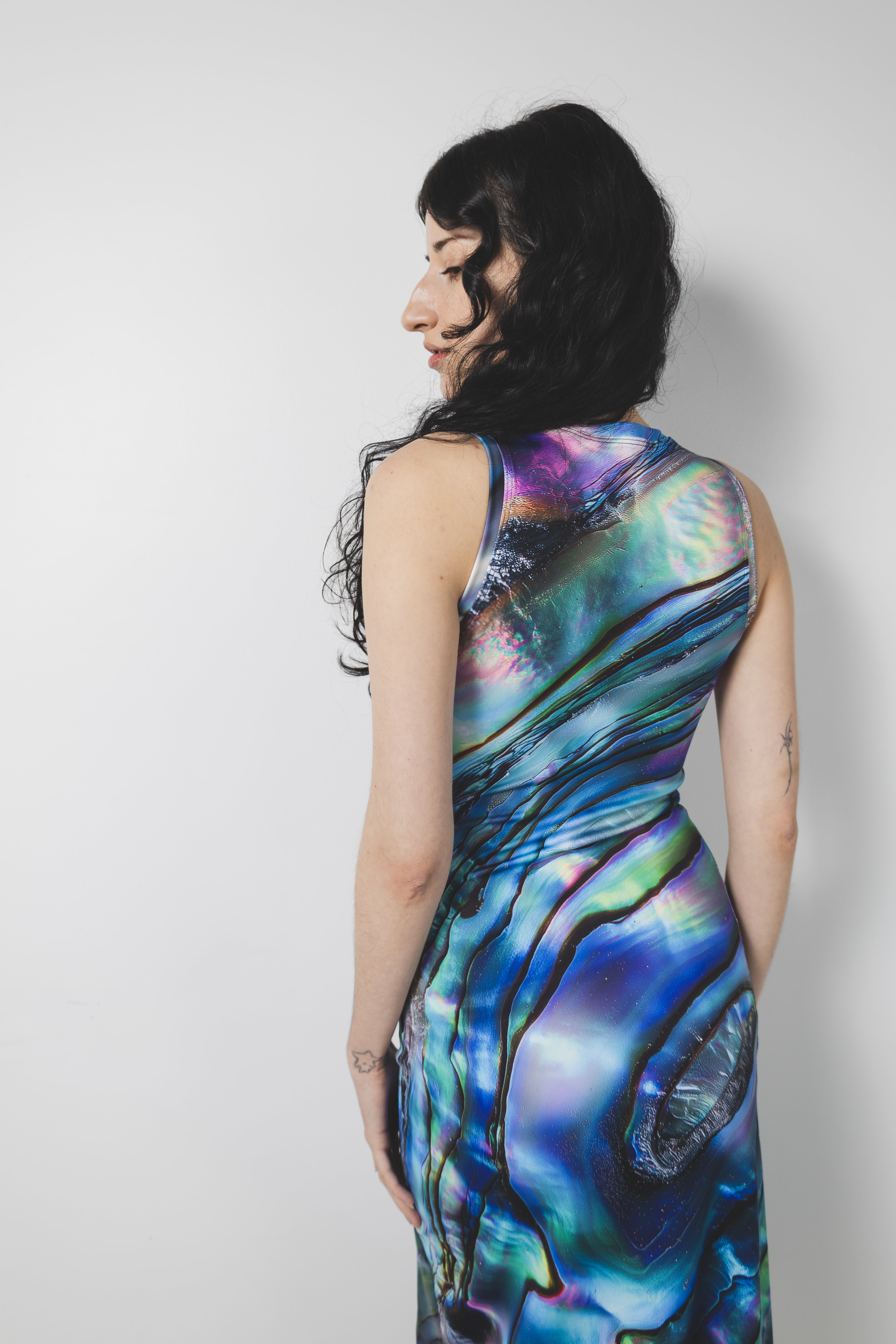 Abalone High Neck Midi Dress