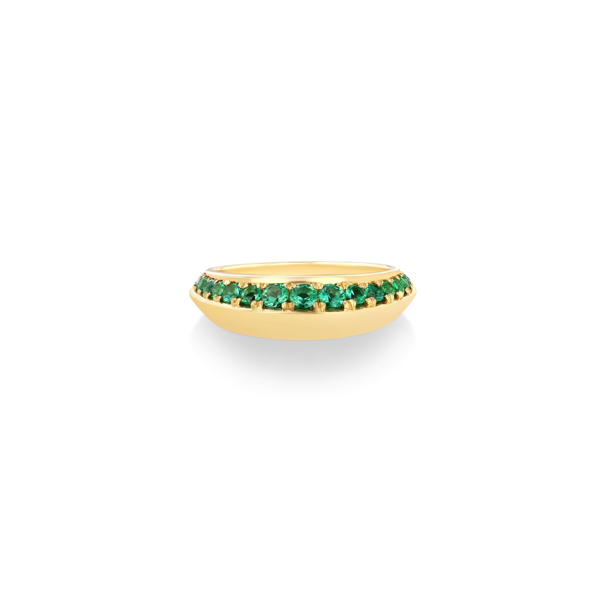 Pavé Crescent Ring With Emerald
