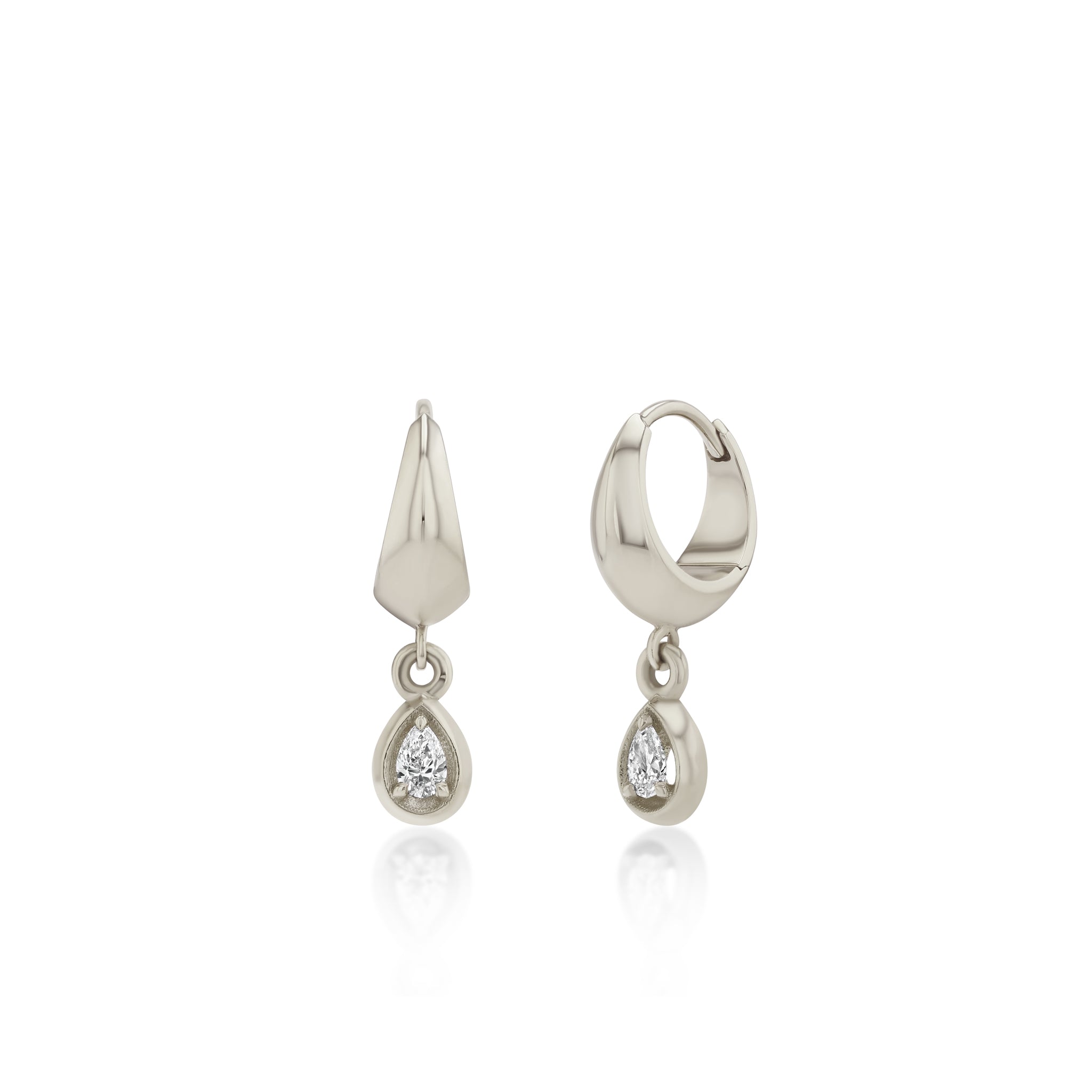 Small Crescent With Pear Diamond Bezel Dangle