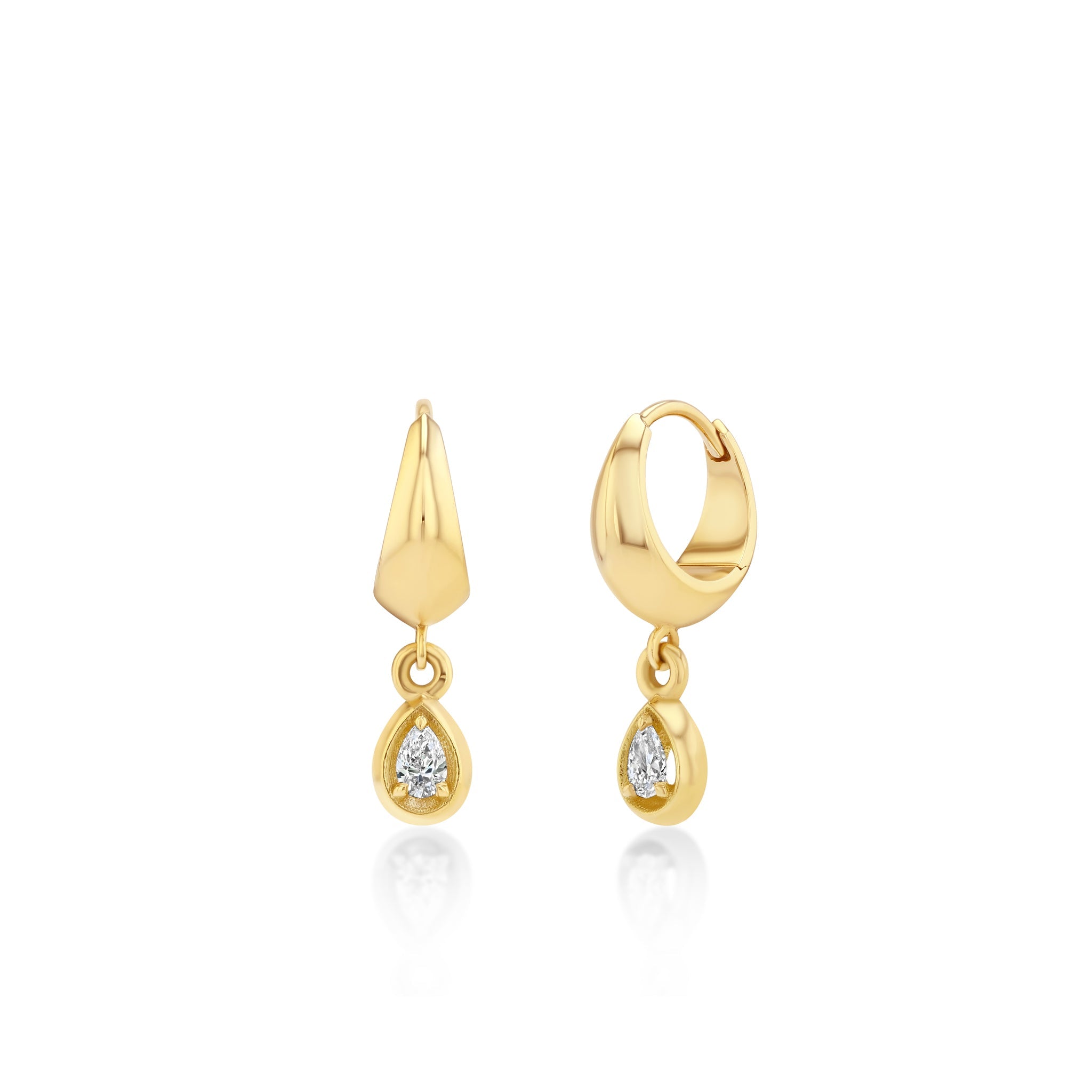 Small Crescent With Pear Diamond Bezel Dangle