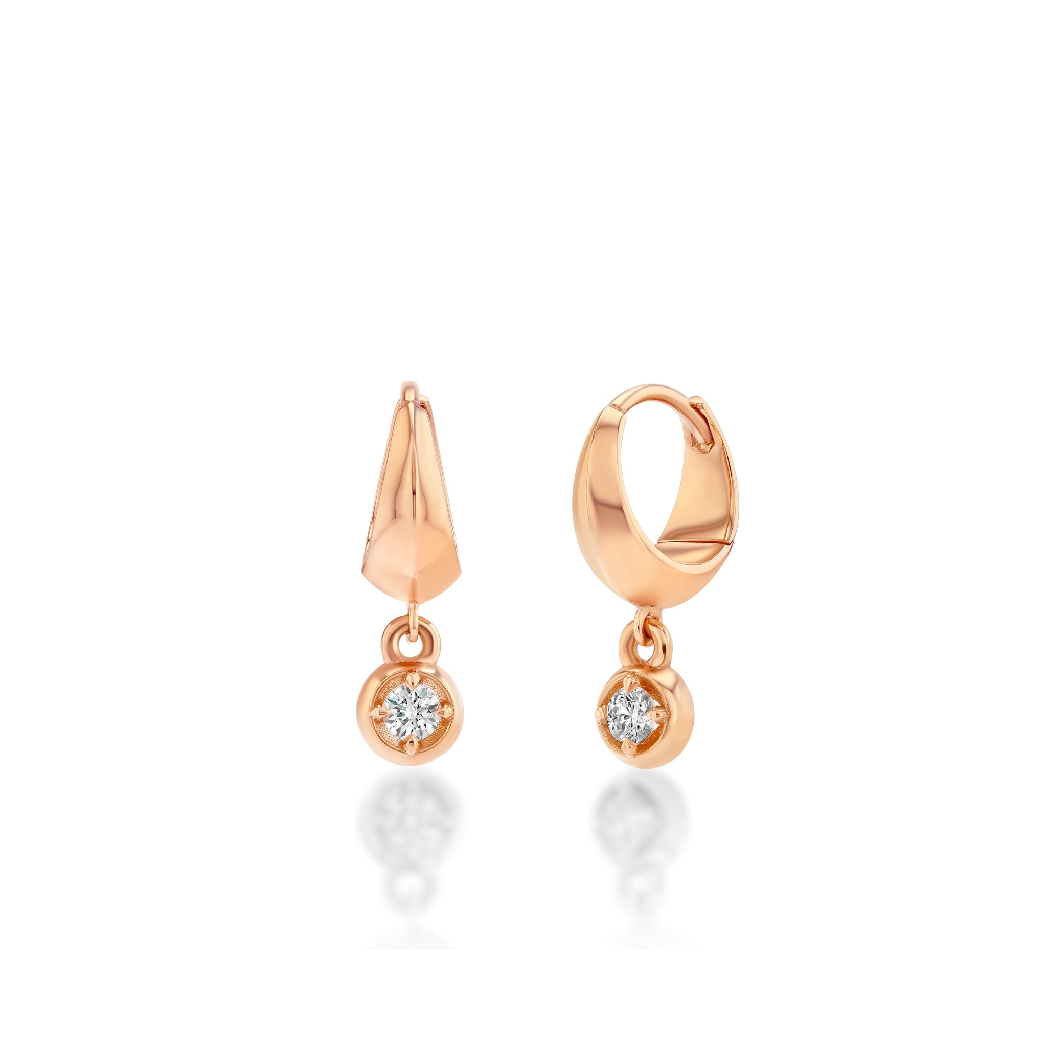 Small Crescent With Round Diamond Bezel Dangle