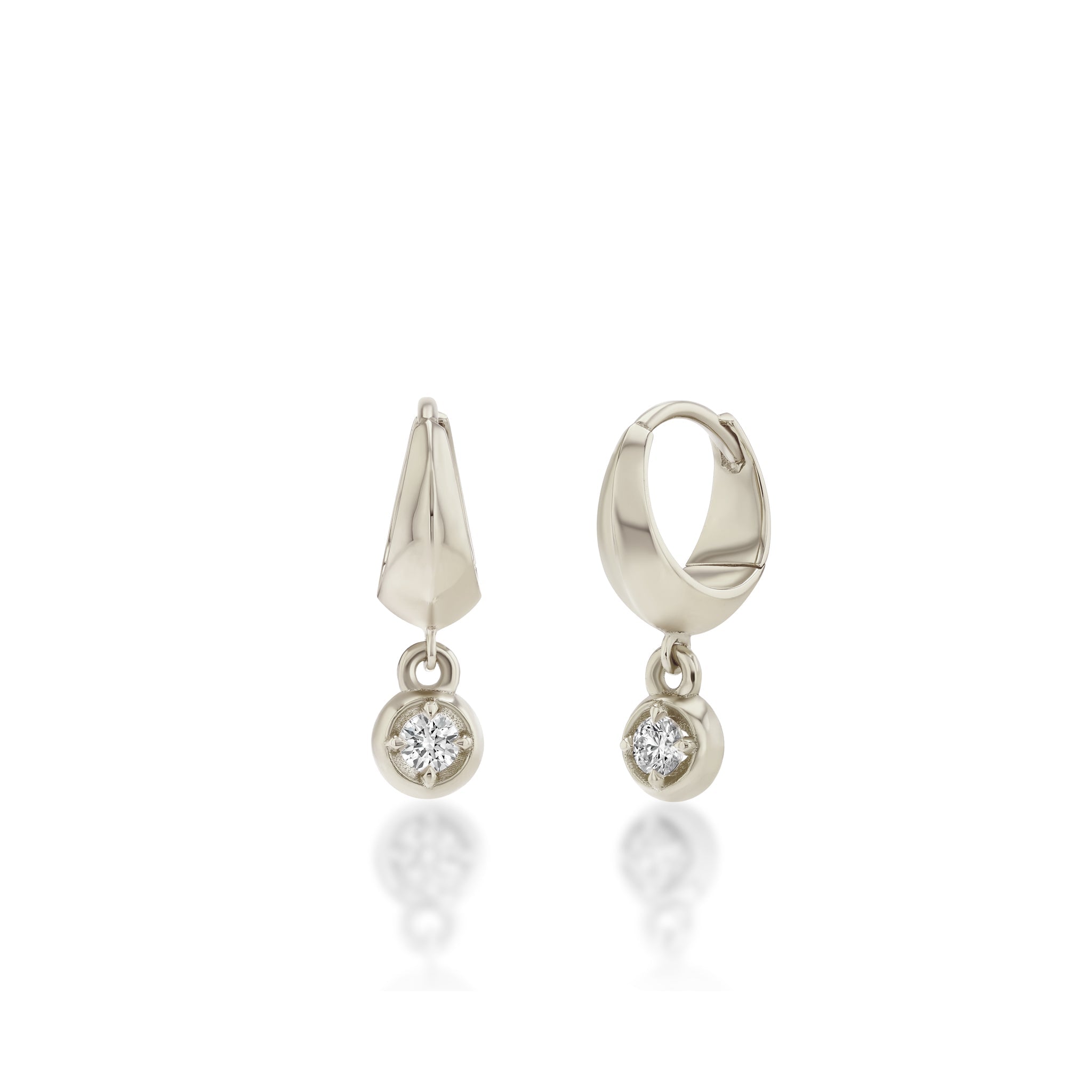 Small Crescent With Round Diamond Bezel Dangle