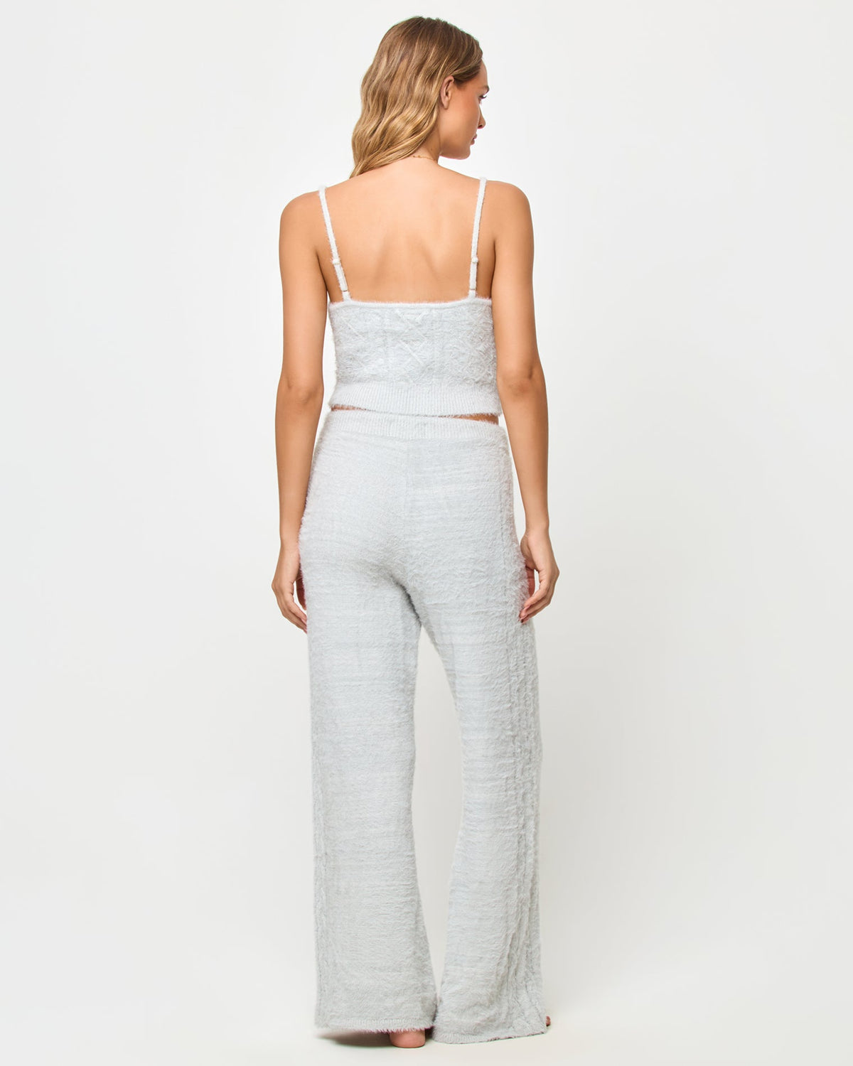 LSPACE Olivia Tank in heather gray, back view on model.