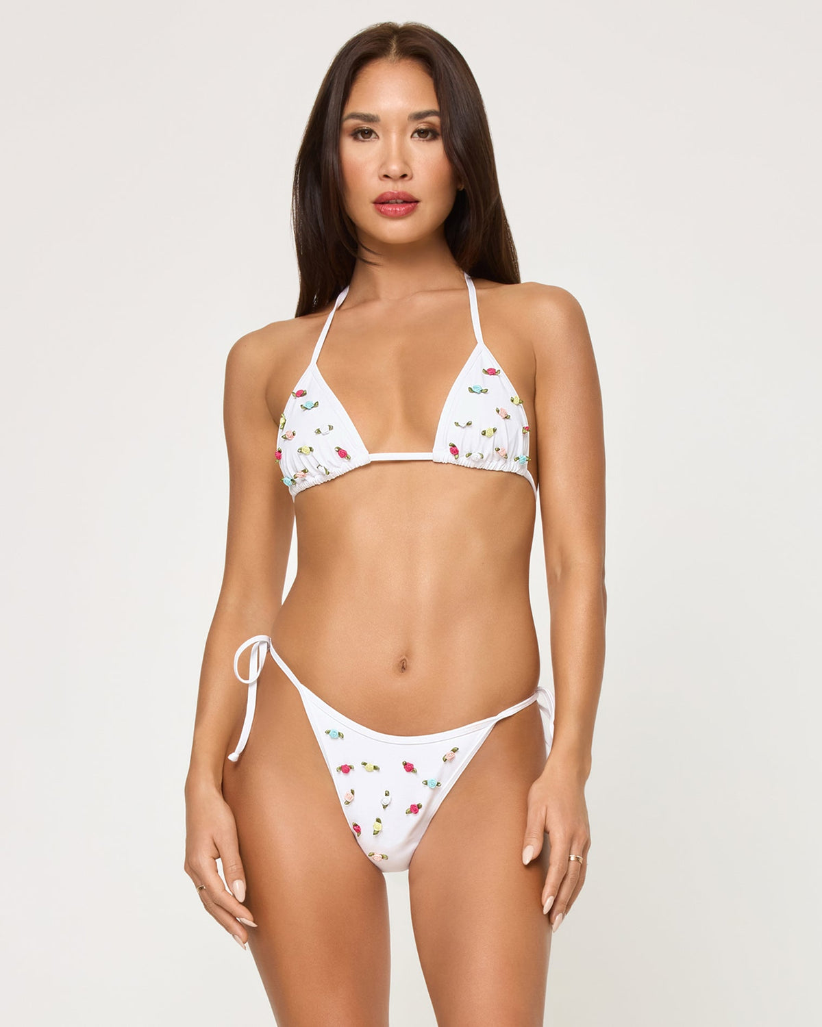 DIP WAIST SKIMPY BIKINI BOTTOM WITH ROSETTES OLÉ OLÉ