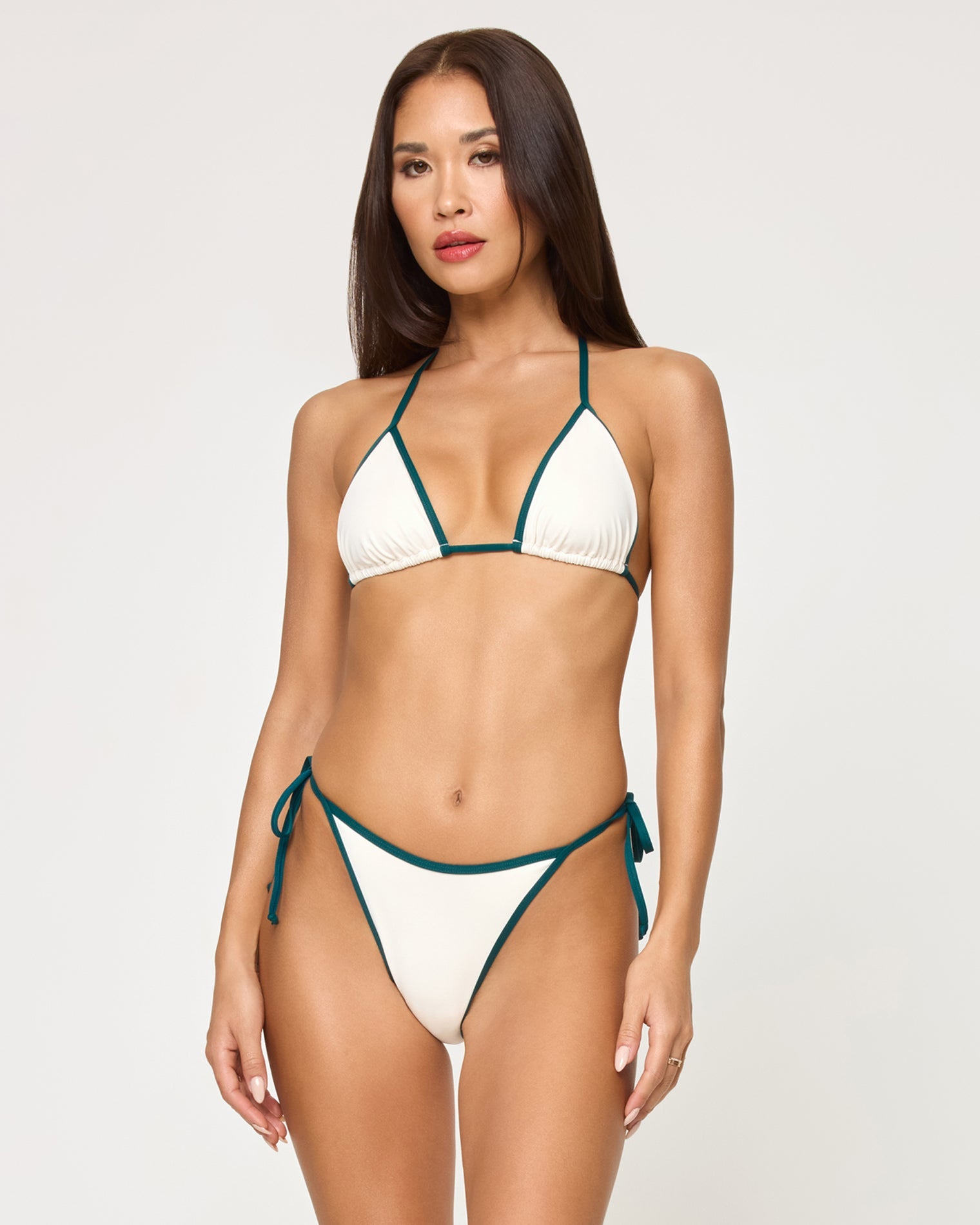 Levy Bikini Bottom - Cream-Deep Teal