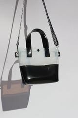 Black & White Vinyl Handle Bag