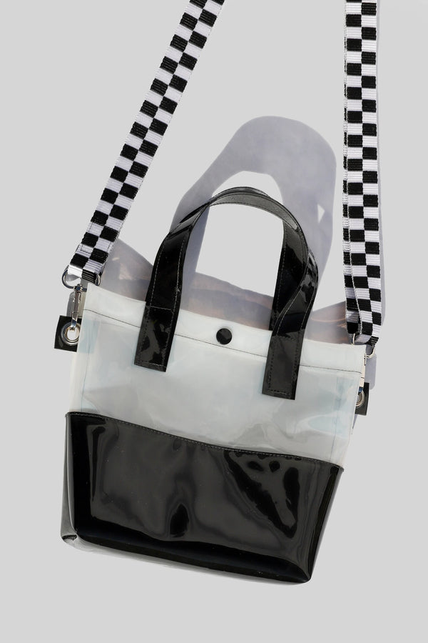 Black & White Vinyl Handle Bag