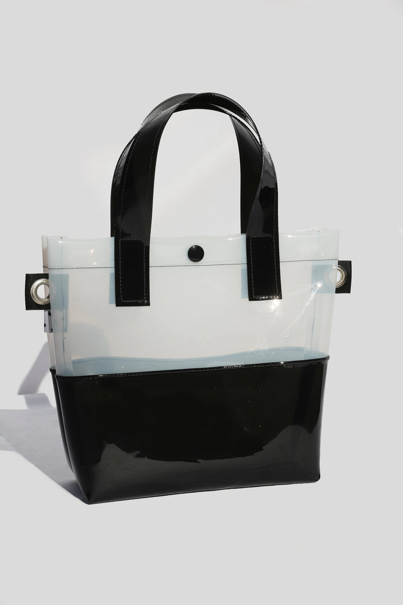 Black & White Vinyl Handle Bag