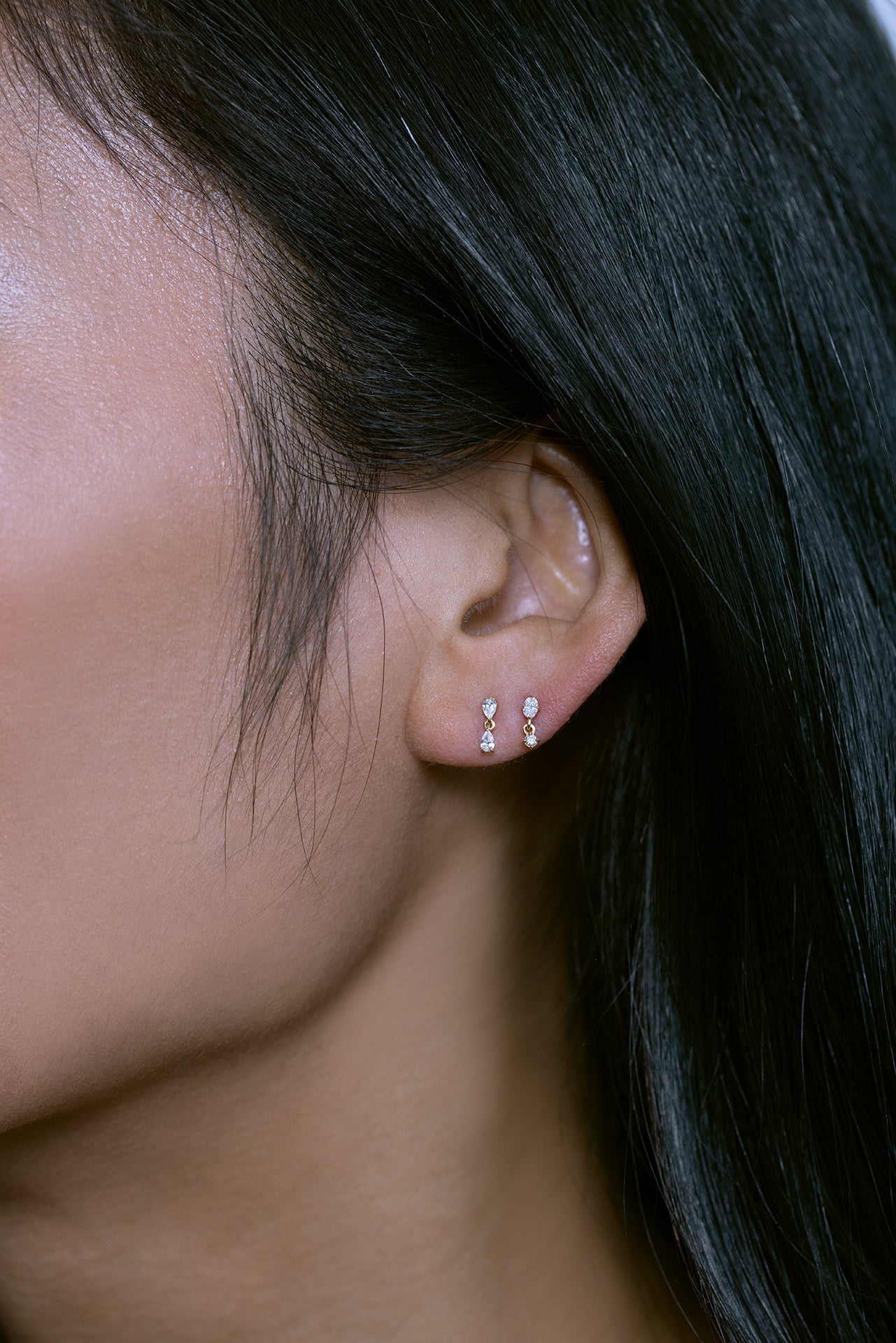 Mini Double Pear Drop Stud