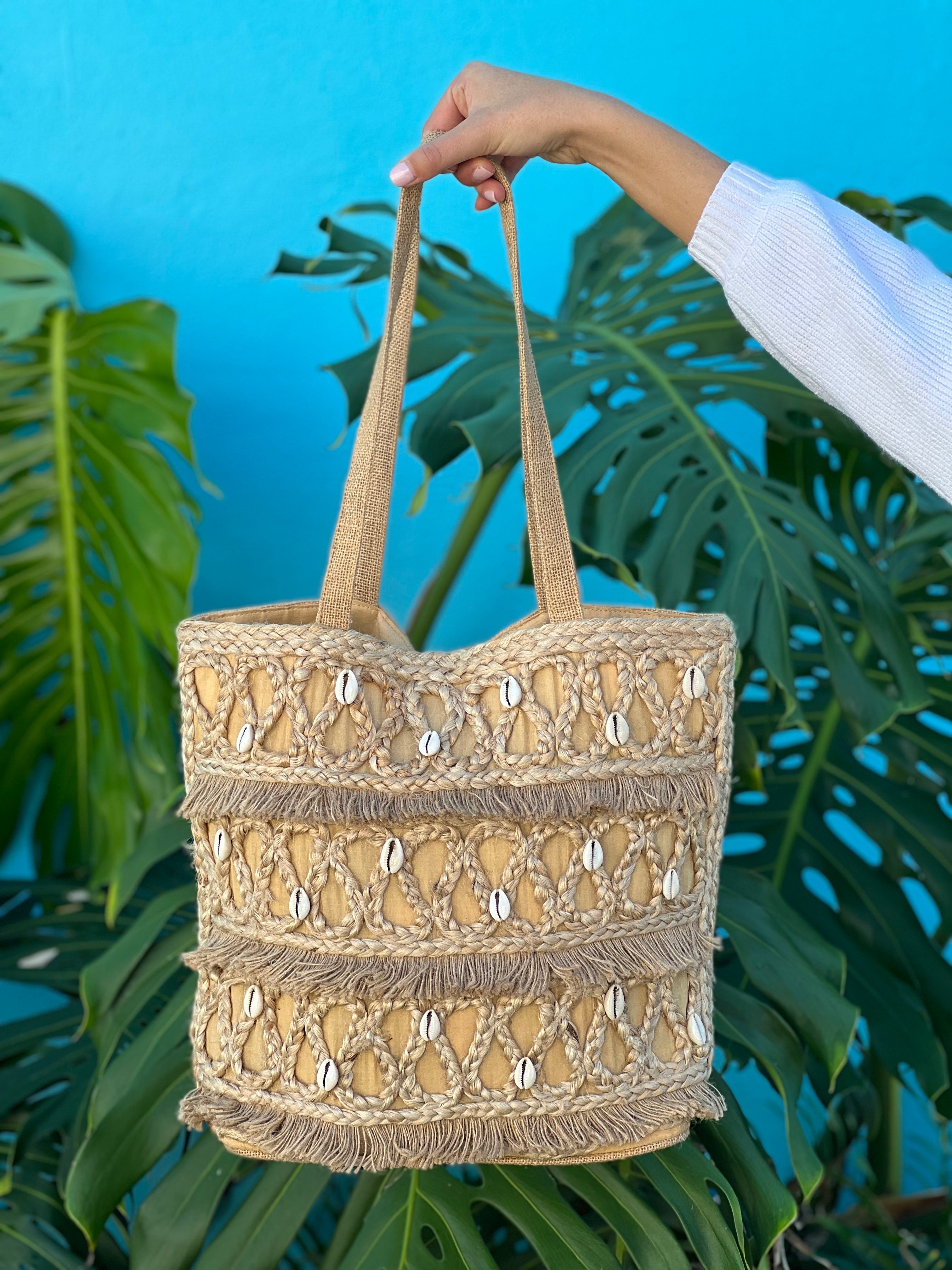 ISLA JUTE SEASHELL TOTE